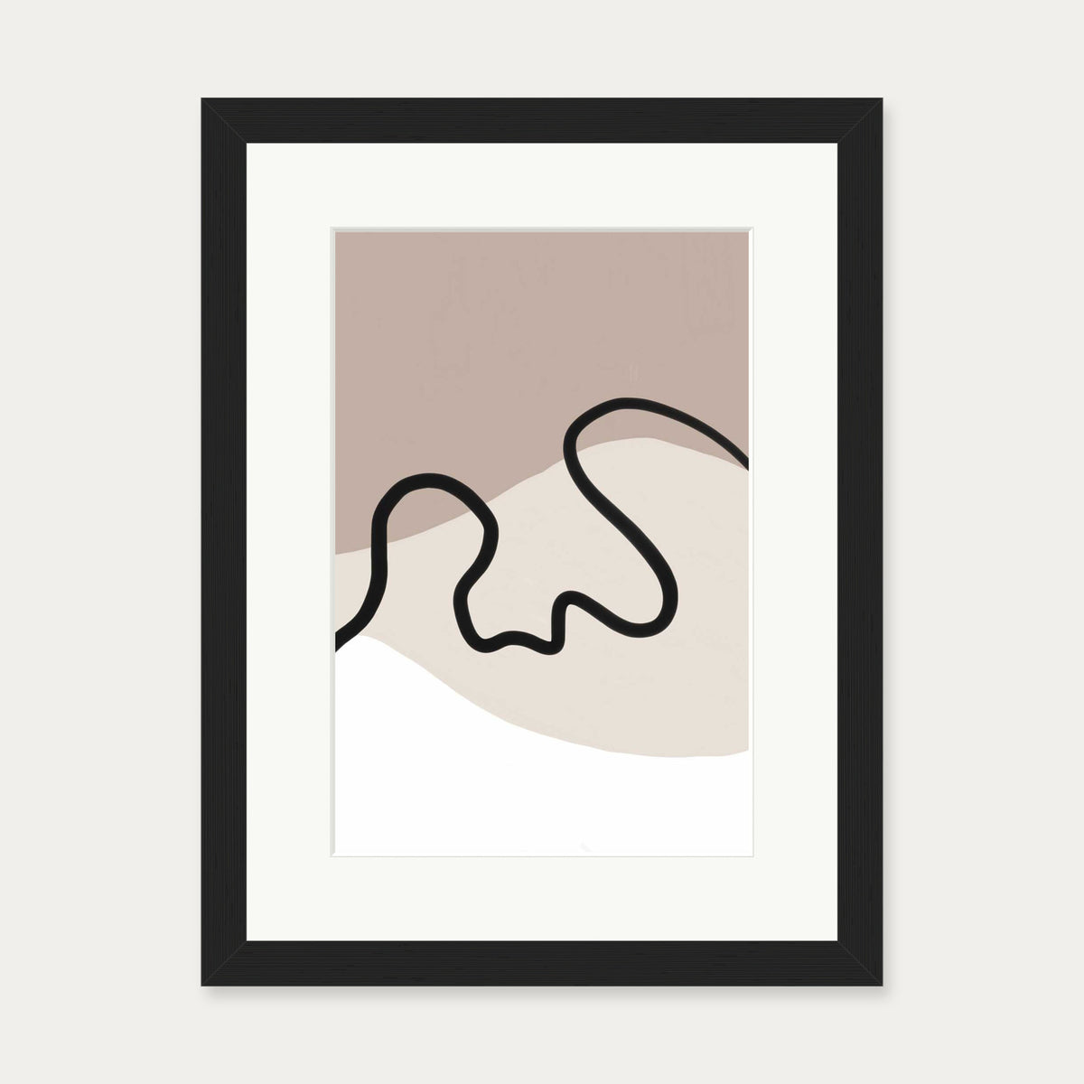 Neutral Brown Lines Art Print — 30 x 40 cm — Black Frame