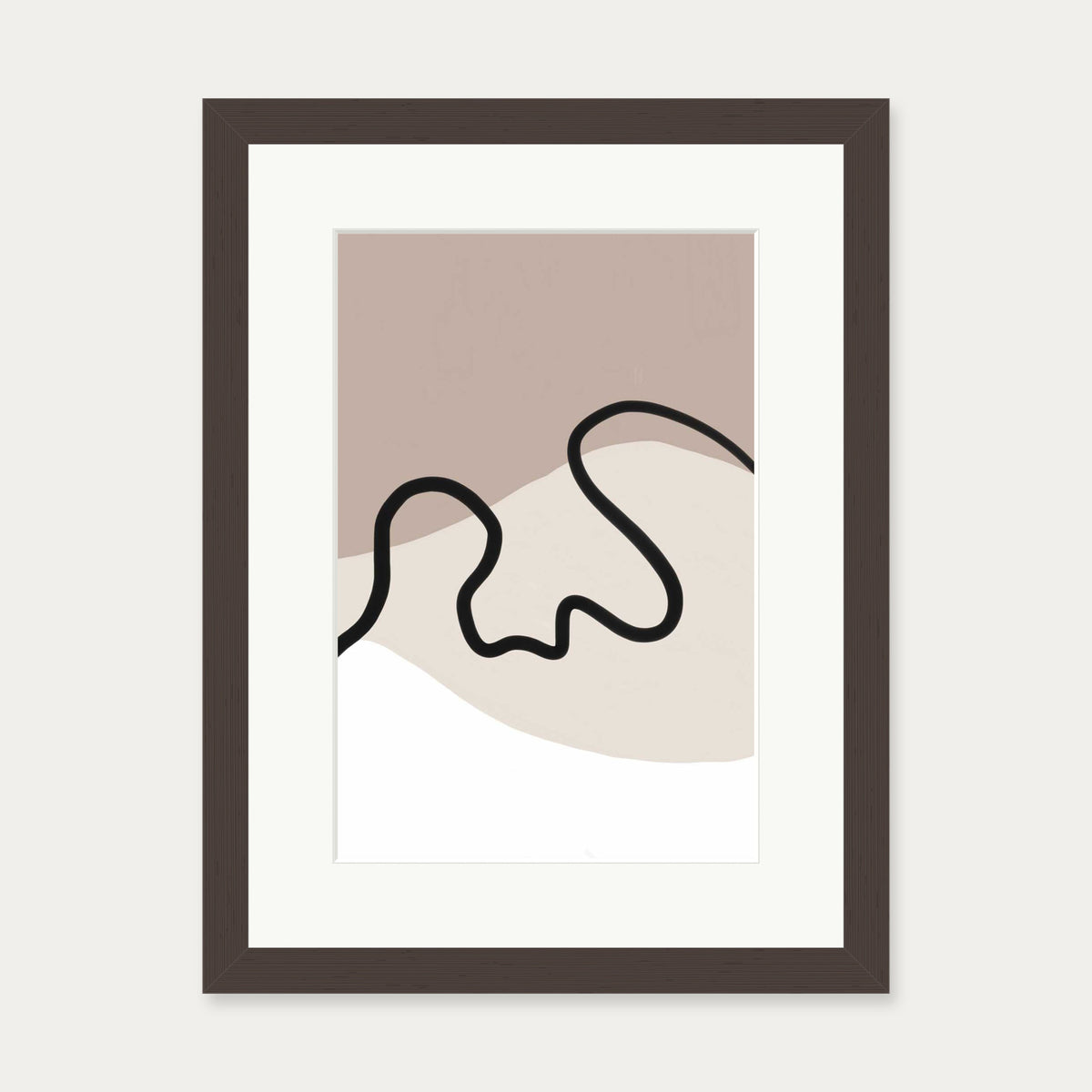Neutral Brown Lines Art Print — 30 x 40 cm — Brown Frame