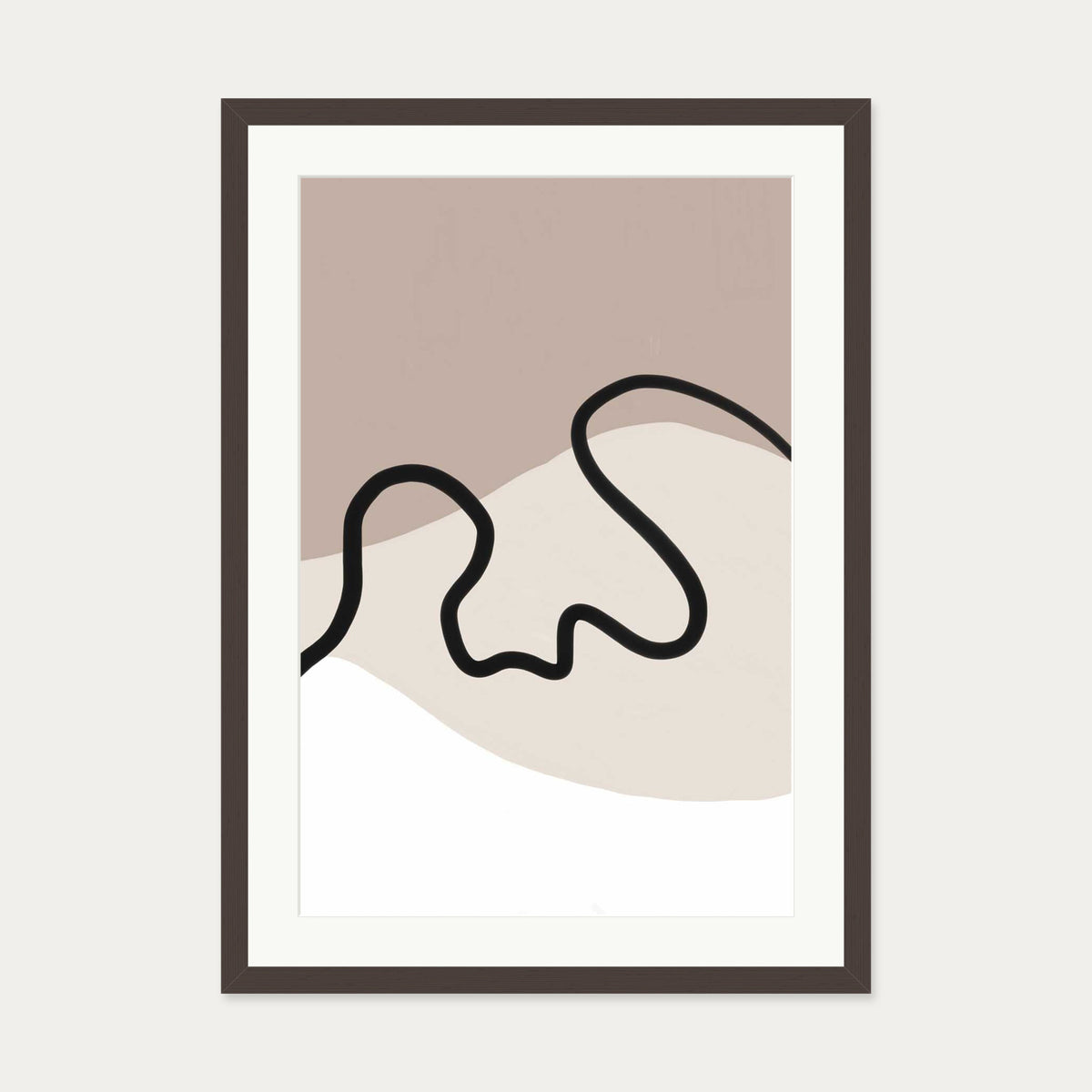 Neutral Brown Lines Art Print — 50 x 70 cm — Brown Frame