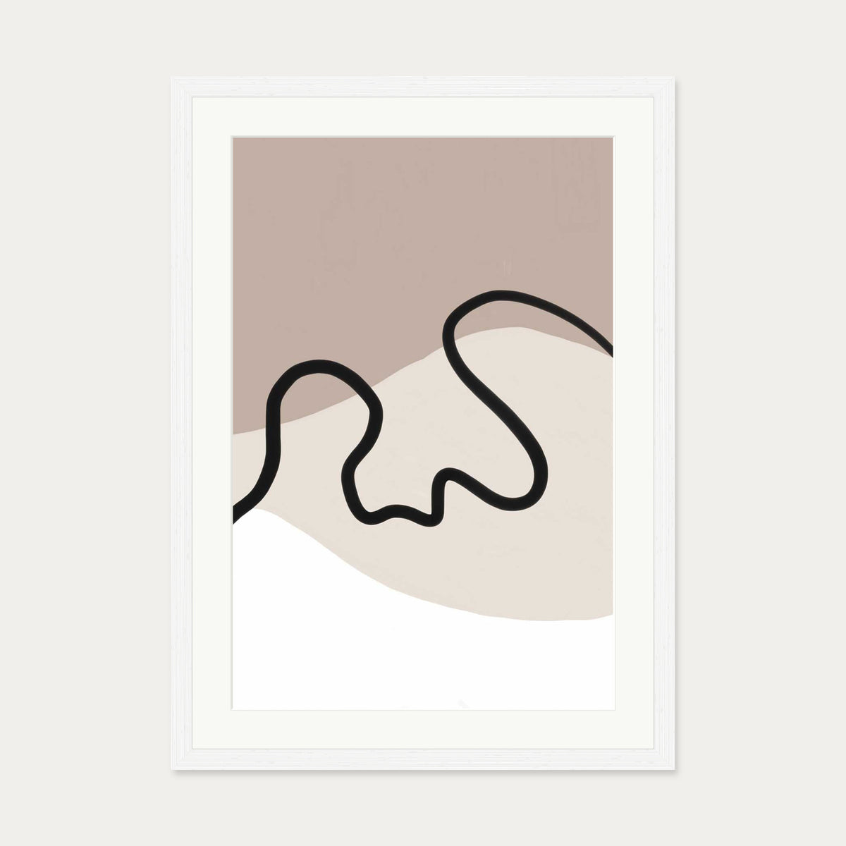 Neutral Brown Lines Art Print — 50 x 70 cm — White Frame