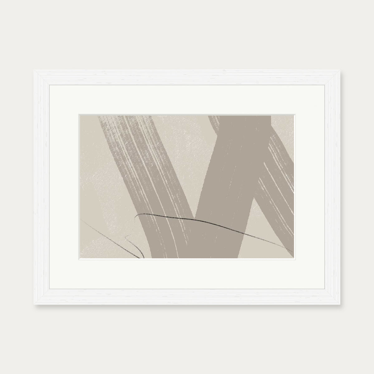 Neutral Brush Marks Art Print — 30 x 40 cm — White Frame