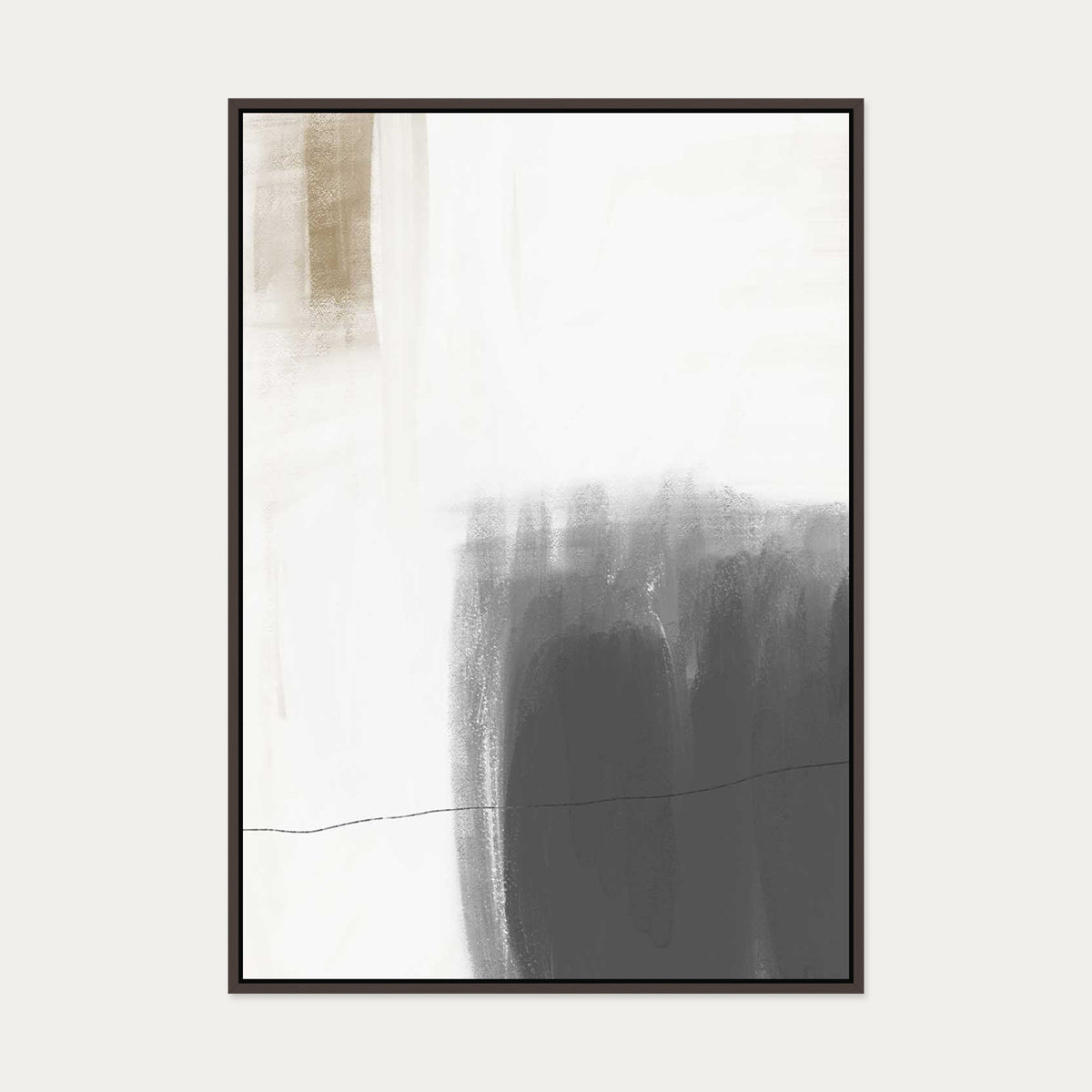 Neutral Brushed Canvas Art — 70 x 100 cm — Brown Frame