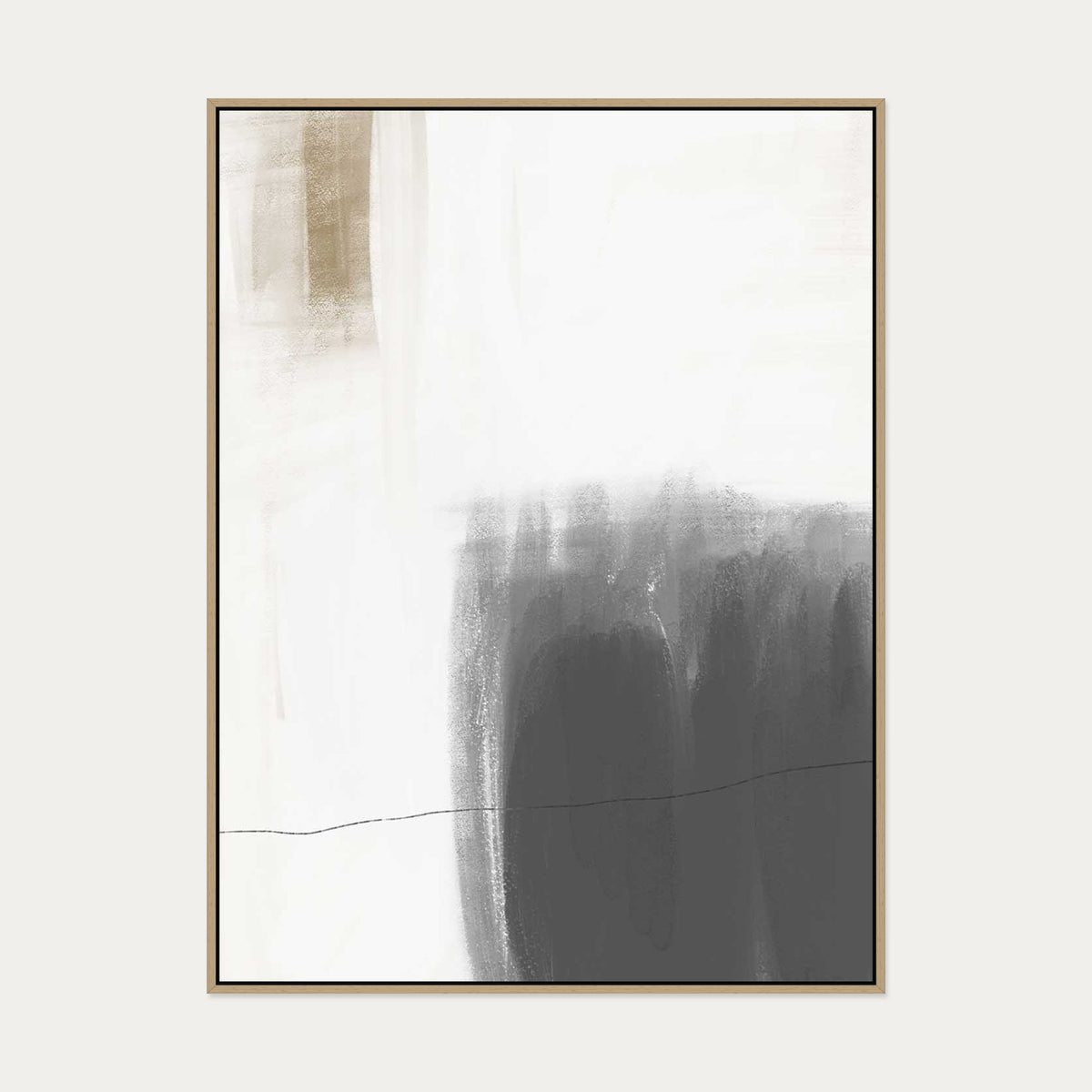 Neutral Brushed Canvas Art — 90 x 120 cm — Oak Frame