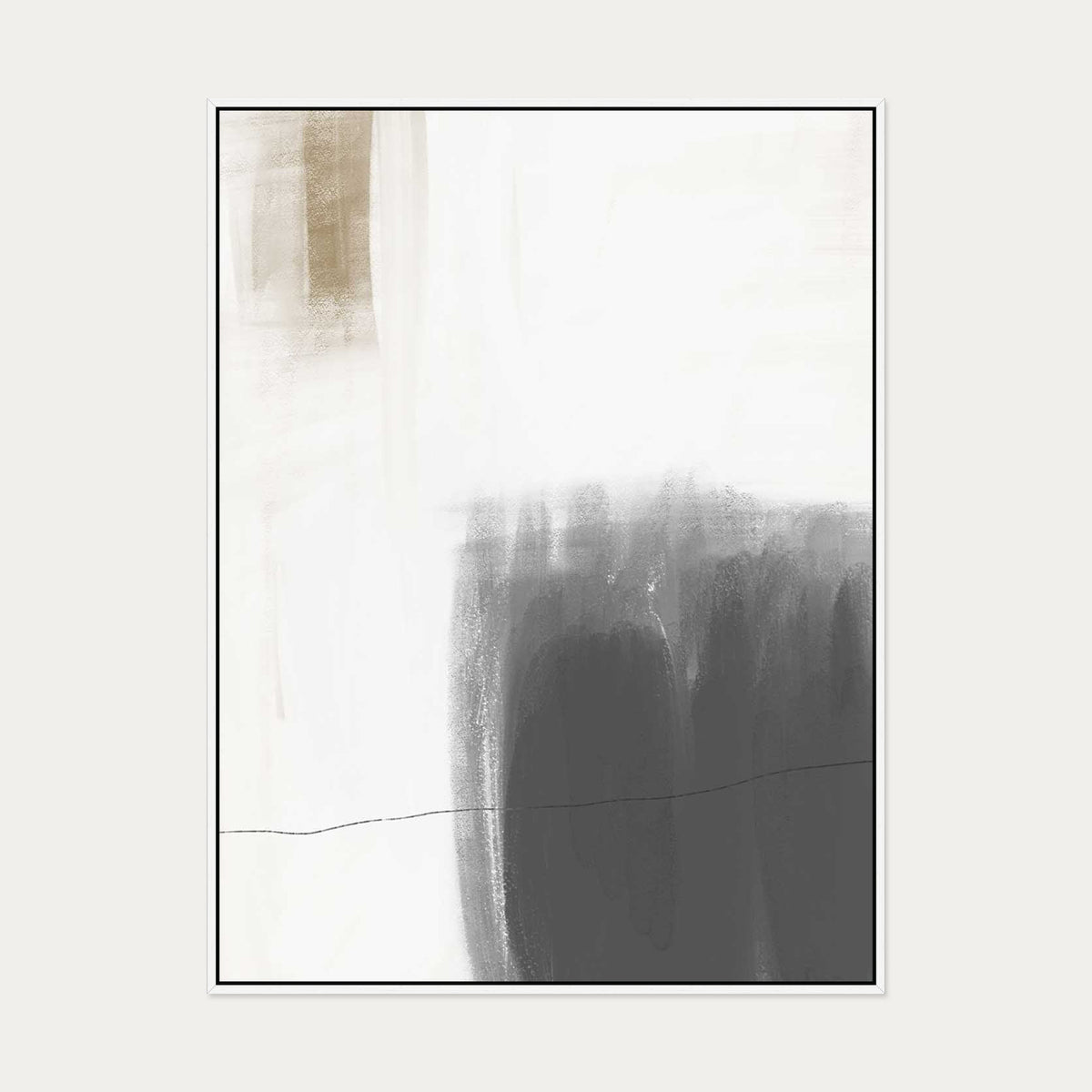 Neutral Brushed Canvas Art — 90 x 120 cm — White Frame