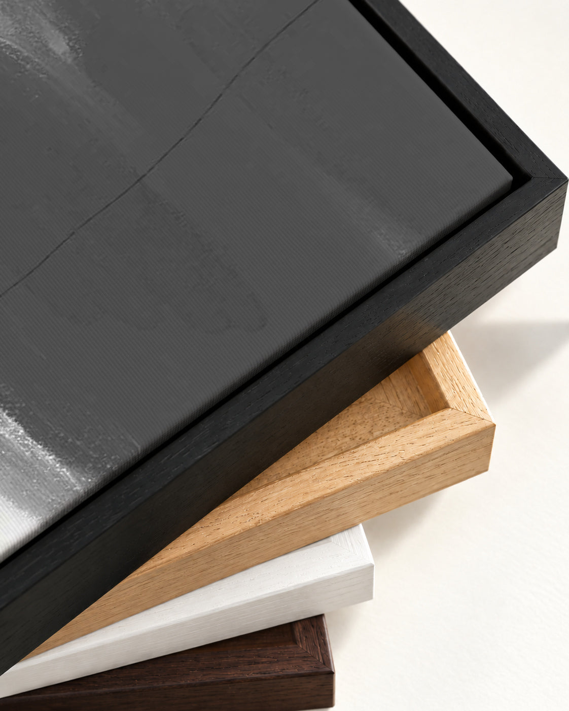 Neutral Brushed Canvas Art — framed canvas corner and wrapped canvas detail