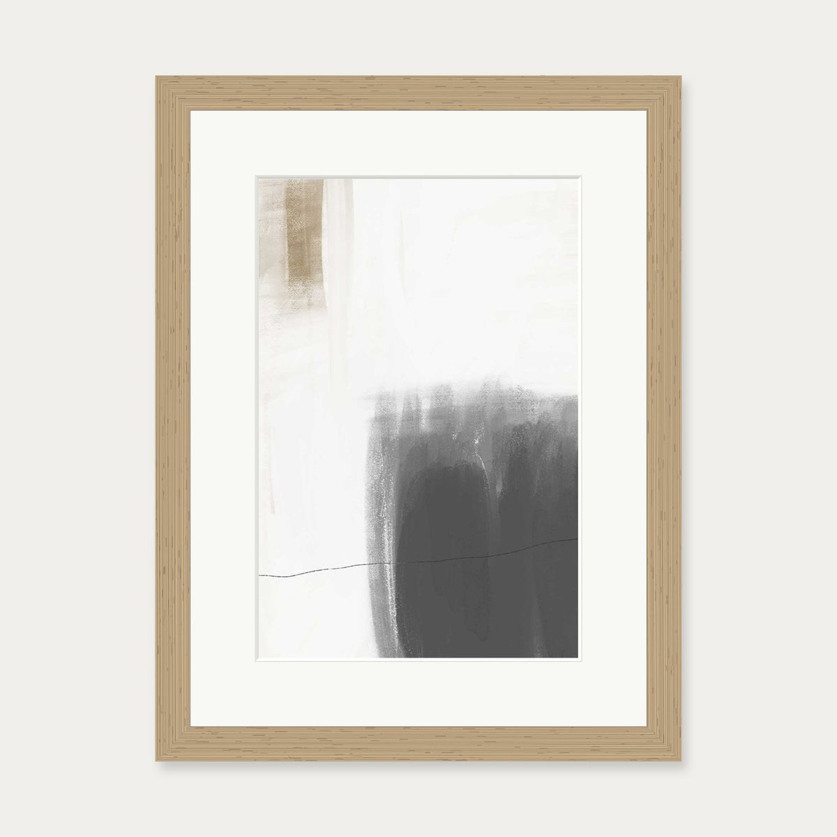 Neutral Brushed Art Print — 30 x 40 cm — Oak Frame