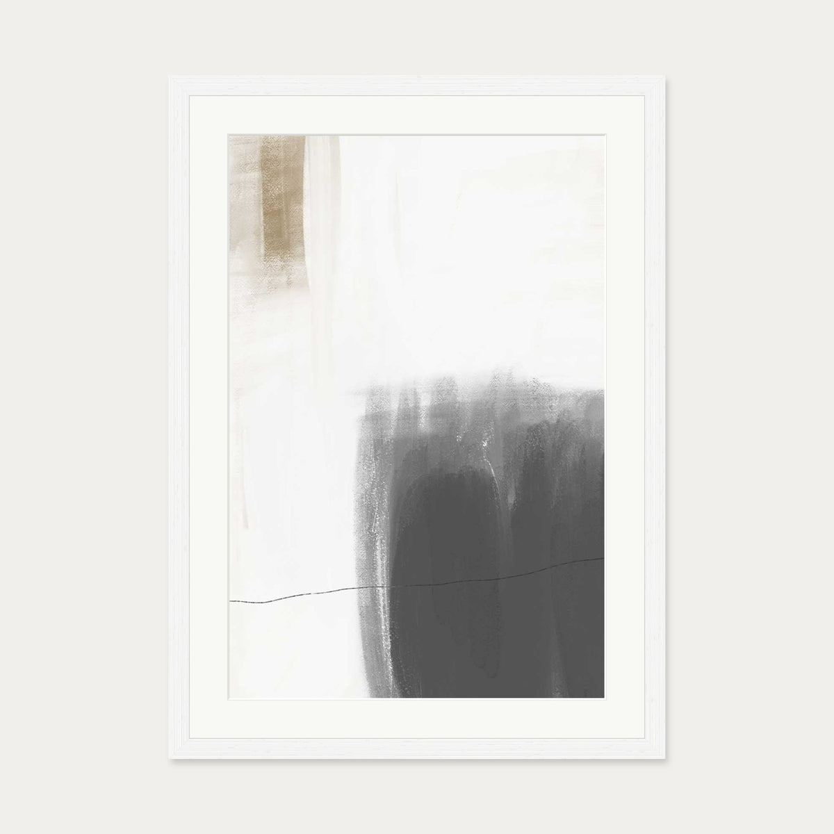 Neutral Brushed Art Print — 50 x 70 cm — White Frame
