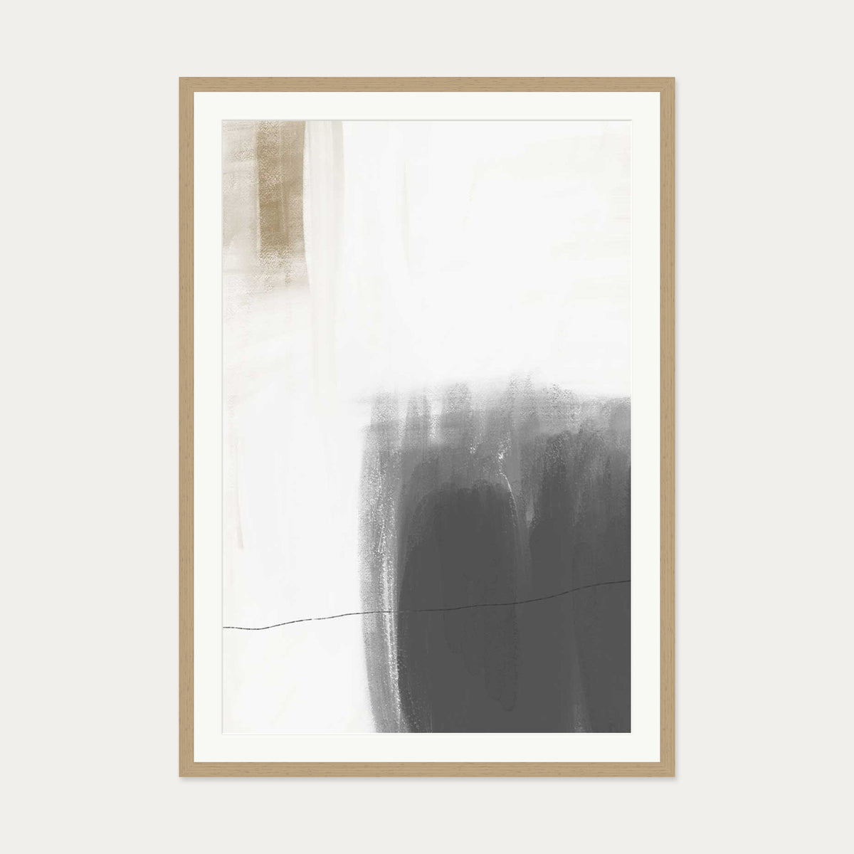 Neutral Brushed Art Print — 70 x 100 cm — Oak Frame
