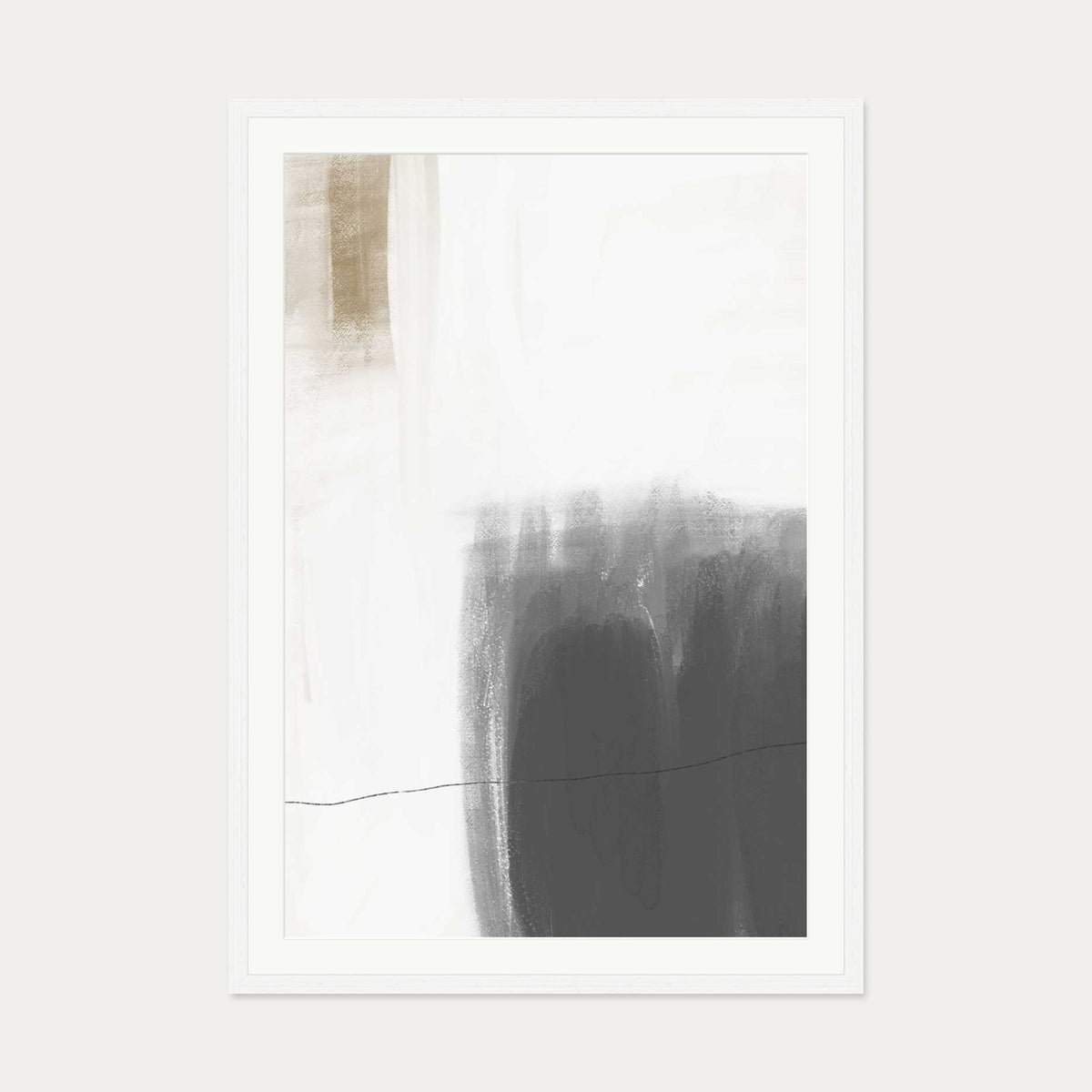 Neutral Brushed Art Print — 70 x 100 cm — White Frame