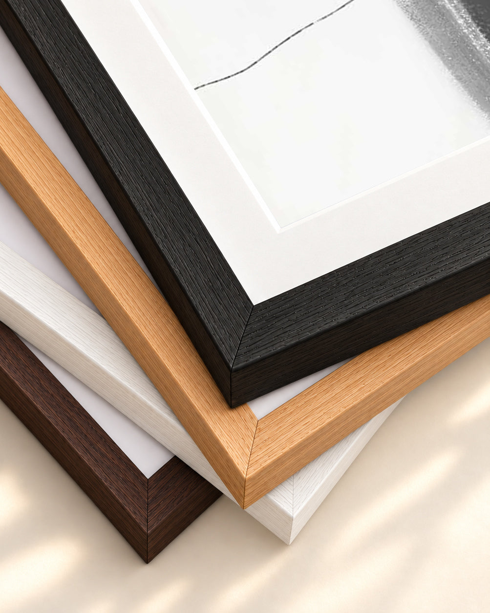 Neutral Brushed Art Print — framed print corner with 5 cm mount and bevel