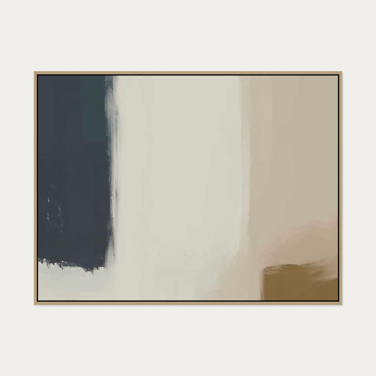 Neutral Brushed Haze Canvas Art — 90 x 120 cm — Oak Frame