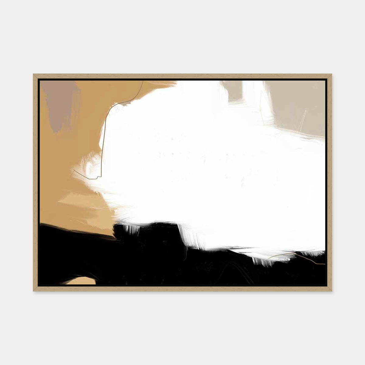 Neutral Cloud Canvas Art — 50 x 70 cm — Oak Frame