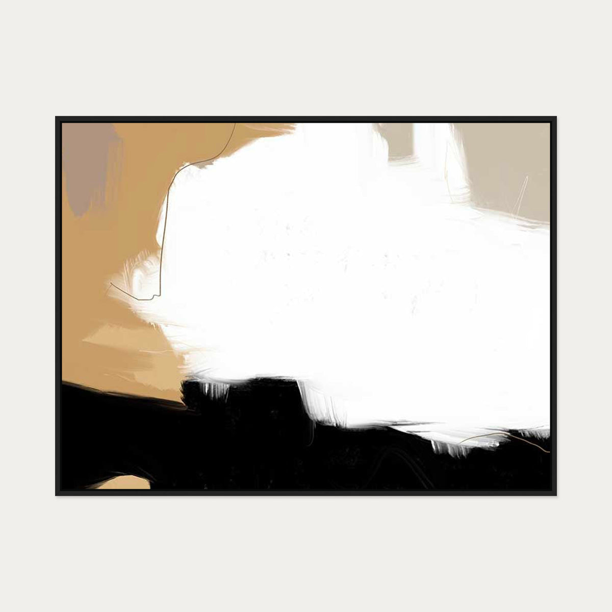 Neutral Cloud Canvas Art — 90 x 120 cm — Black Frame