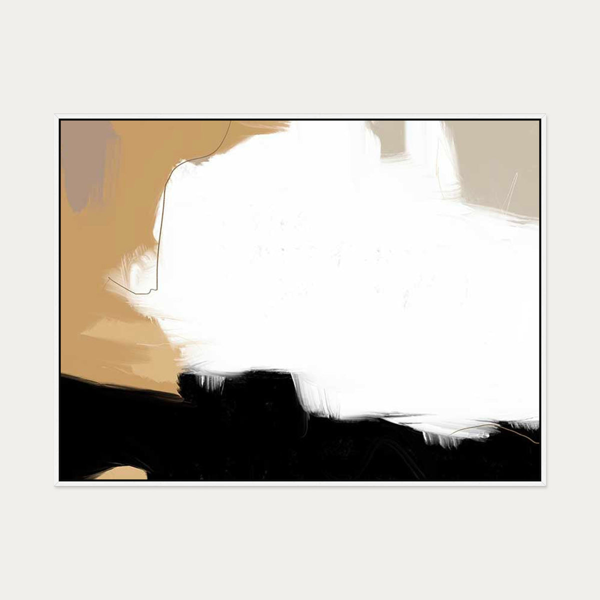 Neutral Cloud Canvas Art — 90 x 120 cm — White Frame