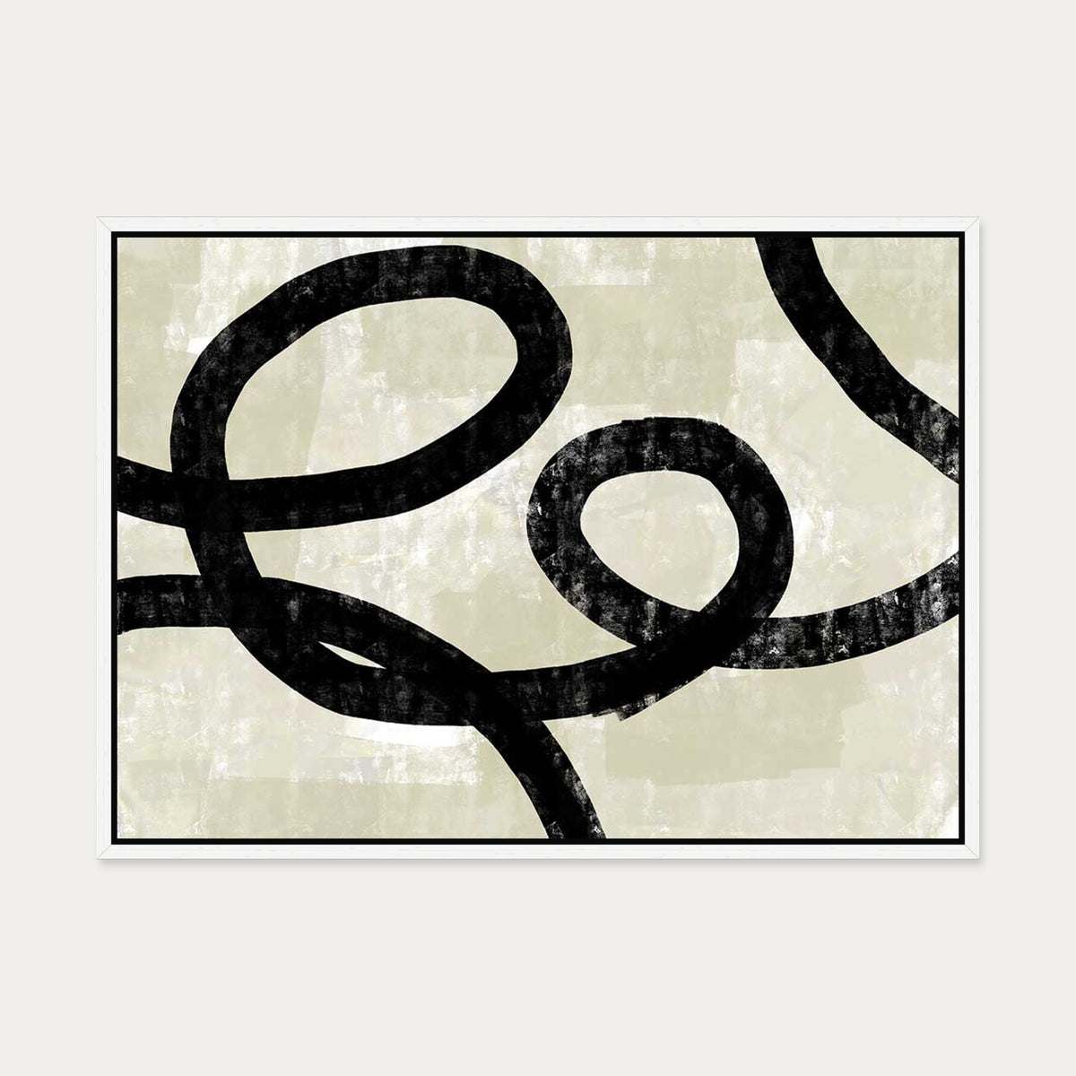 Neutral Curved Lines Canvas Art — 50 x 70 cm — White Frame