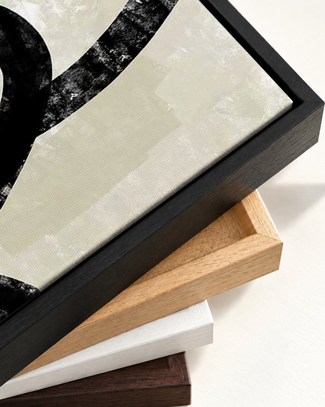 Neutral Curved Lines Canvas Art — framed canvas corner and wrapped canvas detail