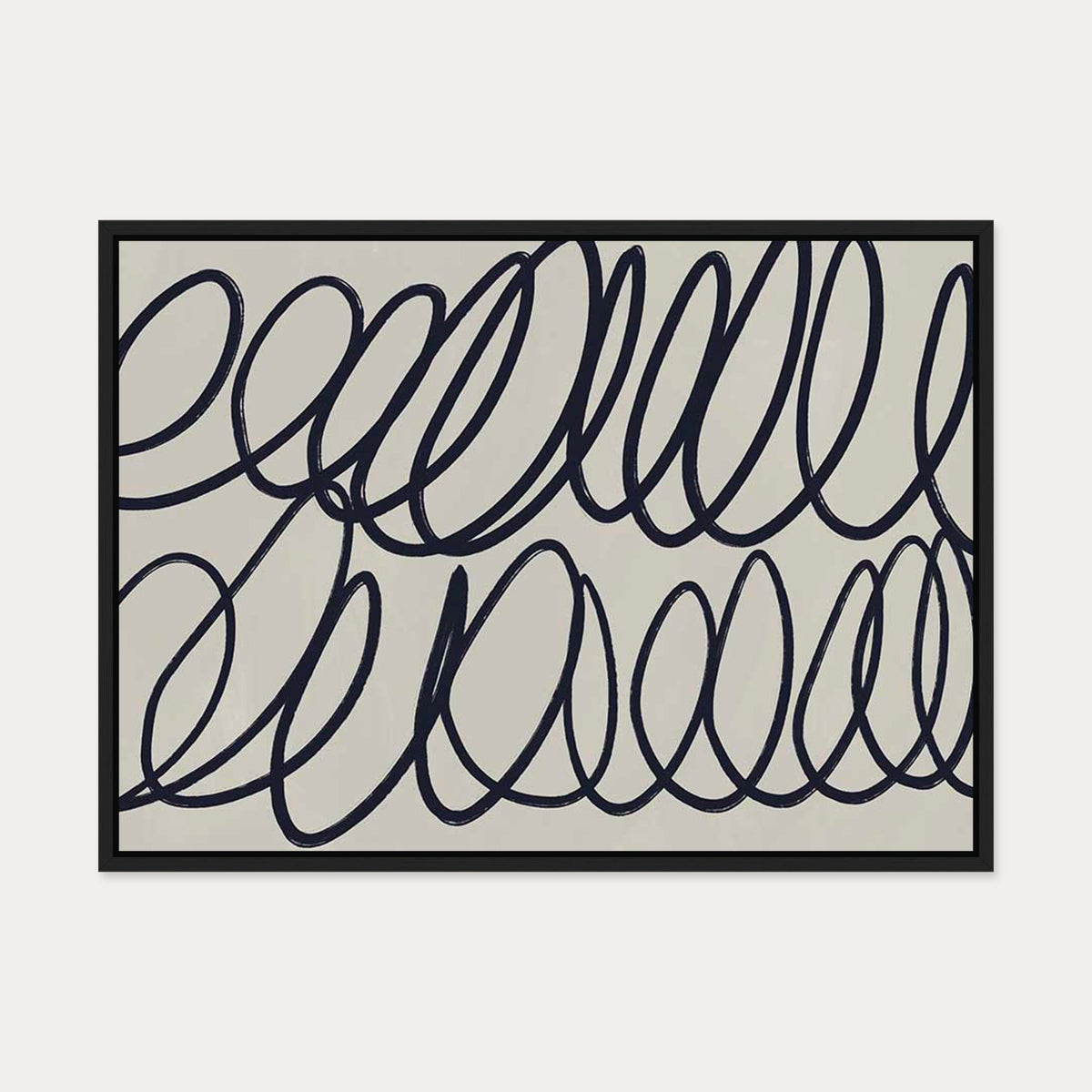 Neutral Curved Lines Canvas Art — 50 x 70 cm — Black Frame