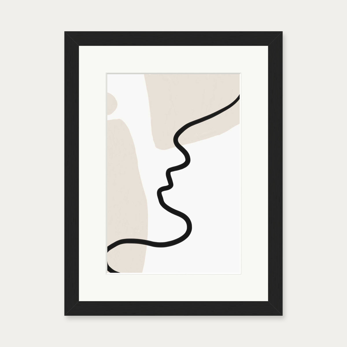 Neutral Figurative Lines Art Print — 30 x 40 cm — Black Frame