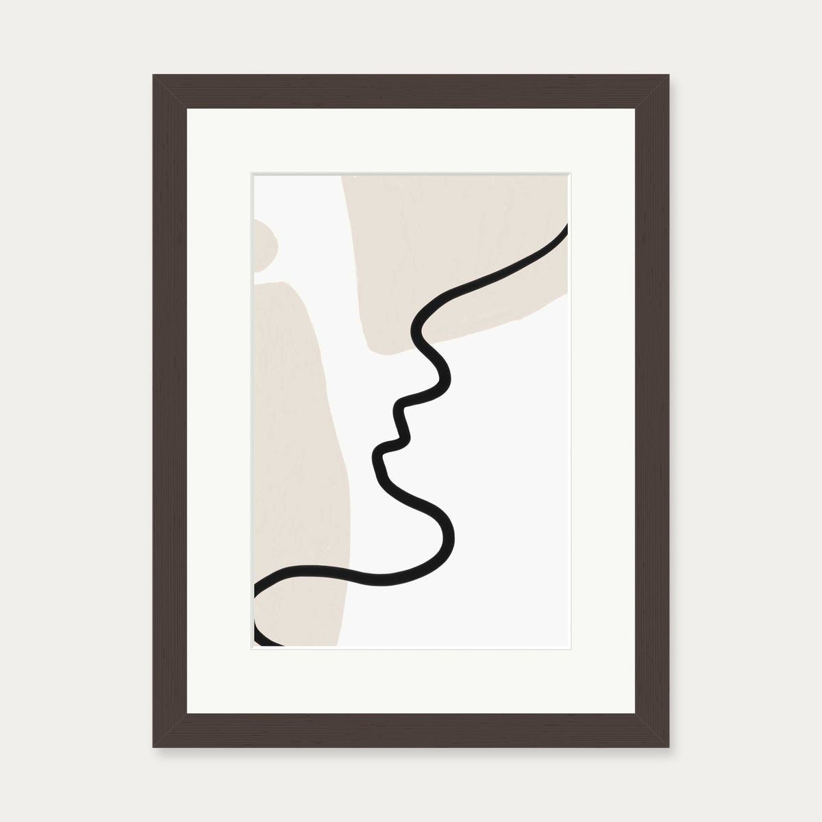 Neutral Figurative Lines Art Print — 30 x 40 cm — Brown Frame