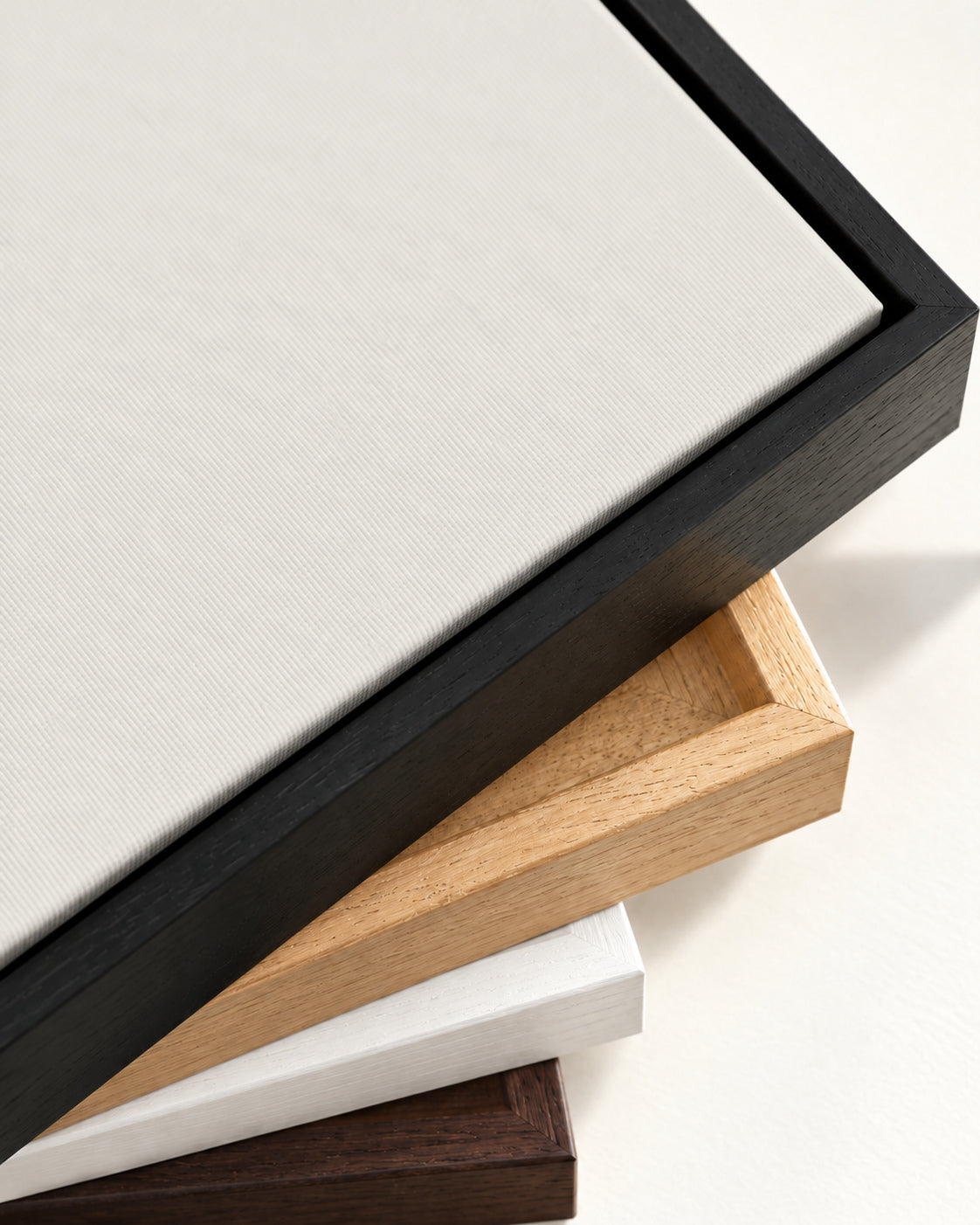 Neutral Figures I Canvas Art — framed canvas corner and wrapped canvas detail