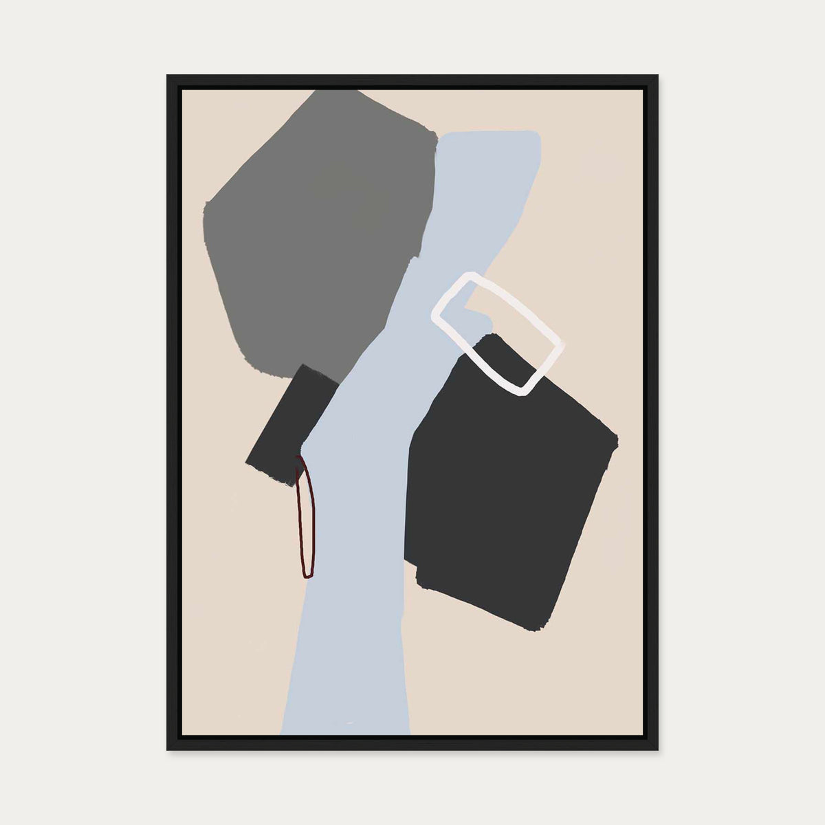 Neutral Geo Shapes Canvas Art — 50 x 70 cm — Black Frame