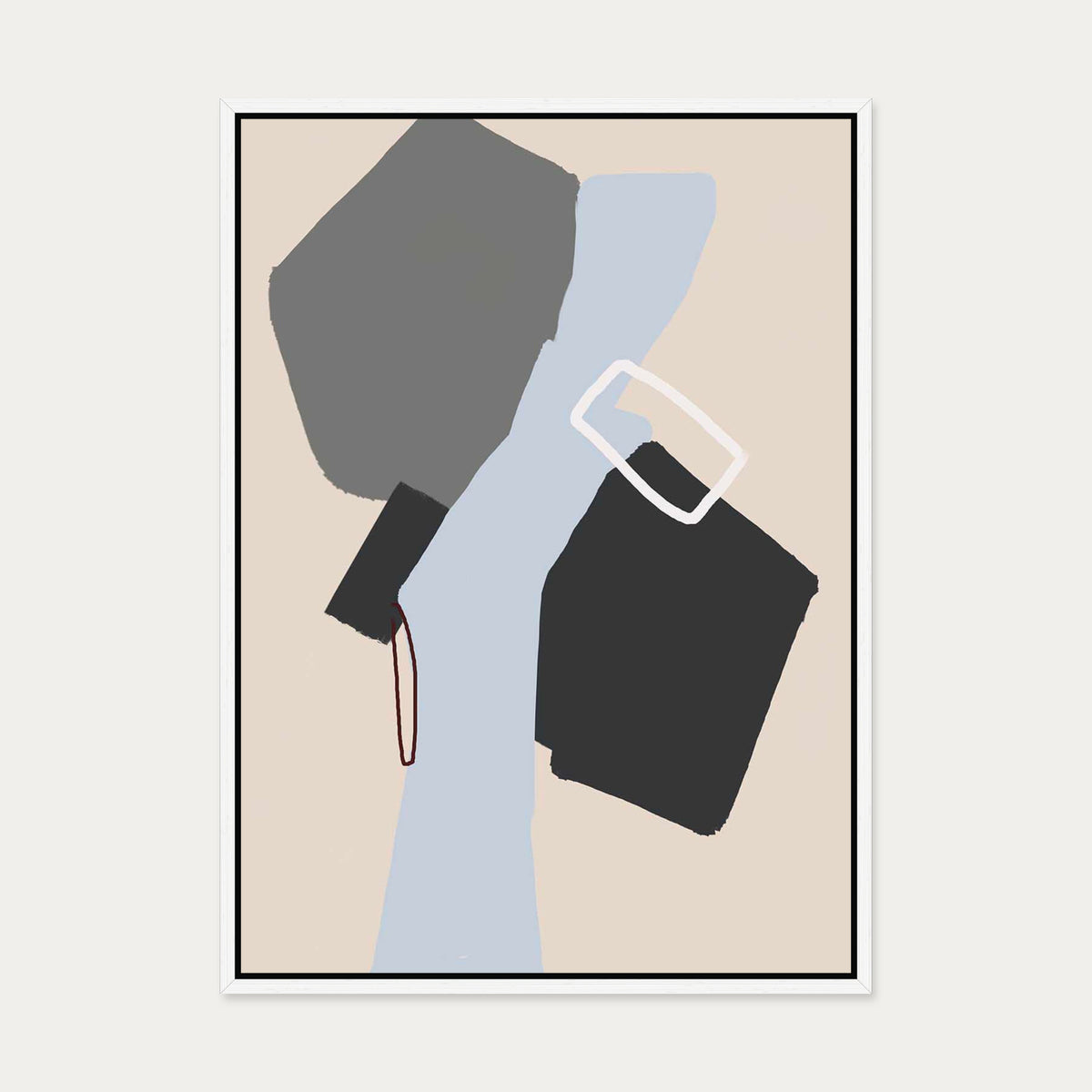 Neutral Geo Shapes Canvas Art — 50 x 70 cm — White Frame