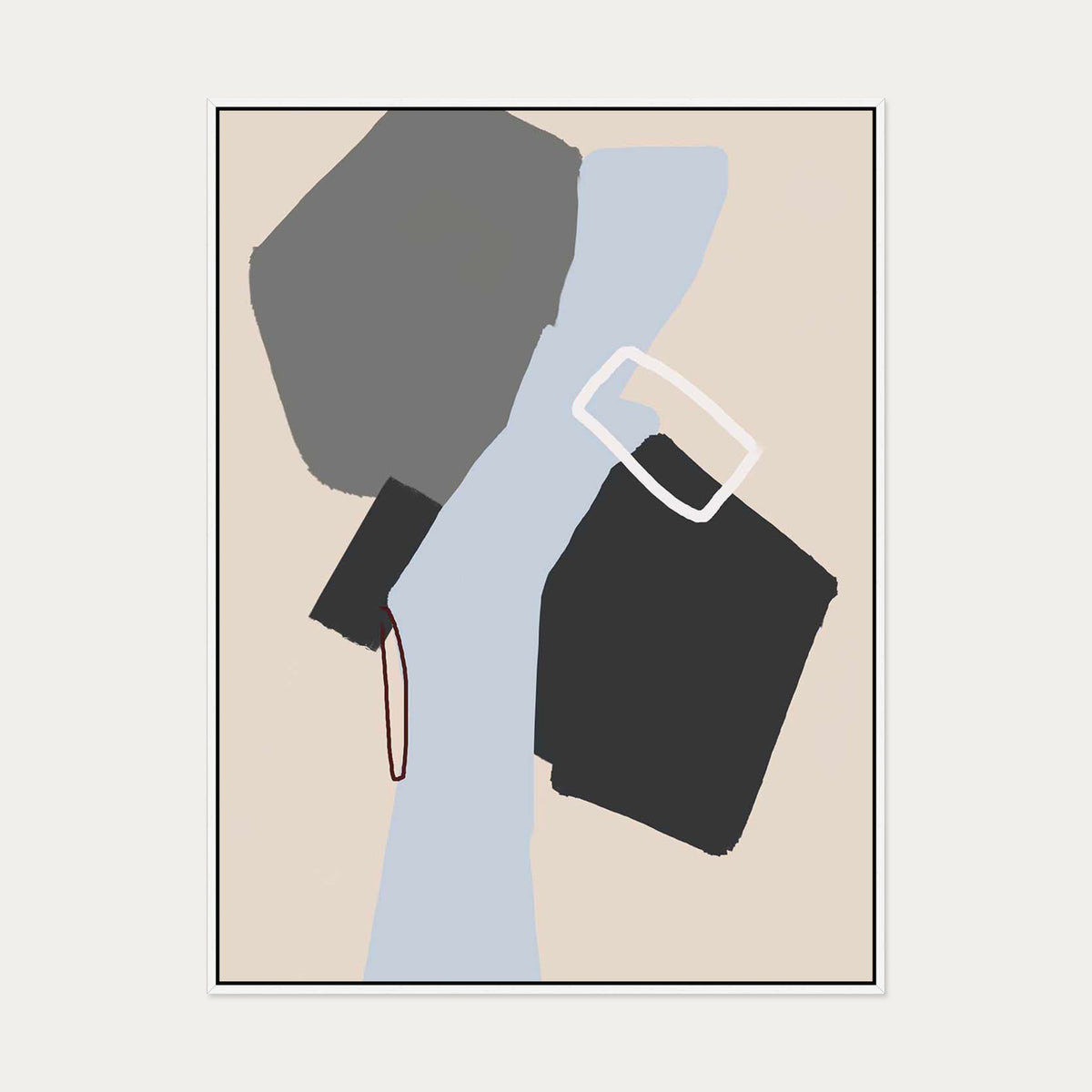 Neutral Geo Shapes Canvas Art — 90 x 120 cm — White Frame