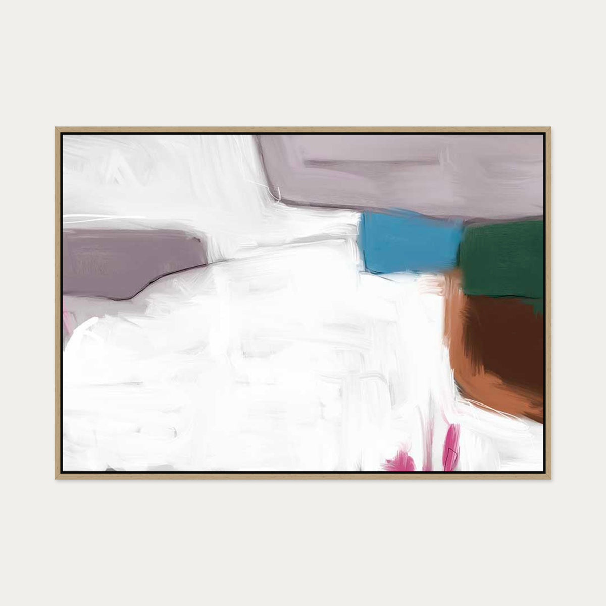 Neutral Greys and Whites Canvas Art — 70 x 100 cm — Oak Frame