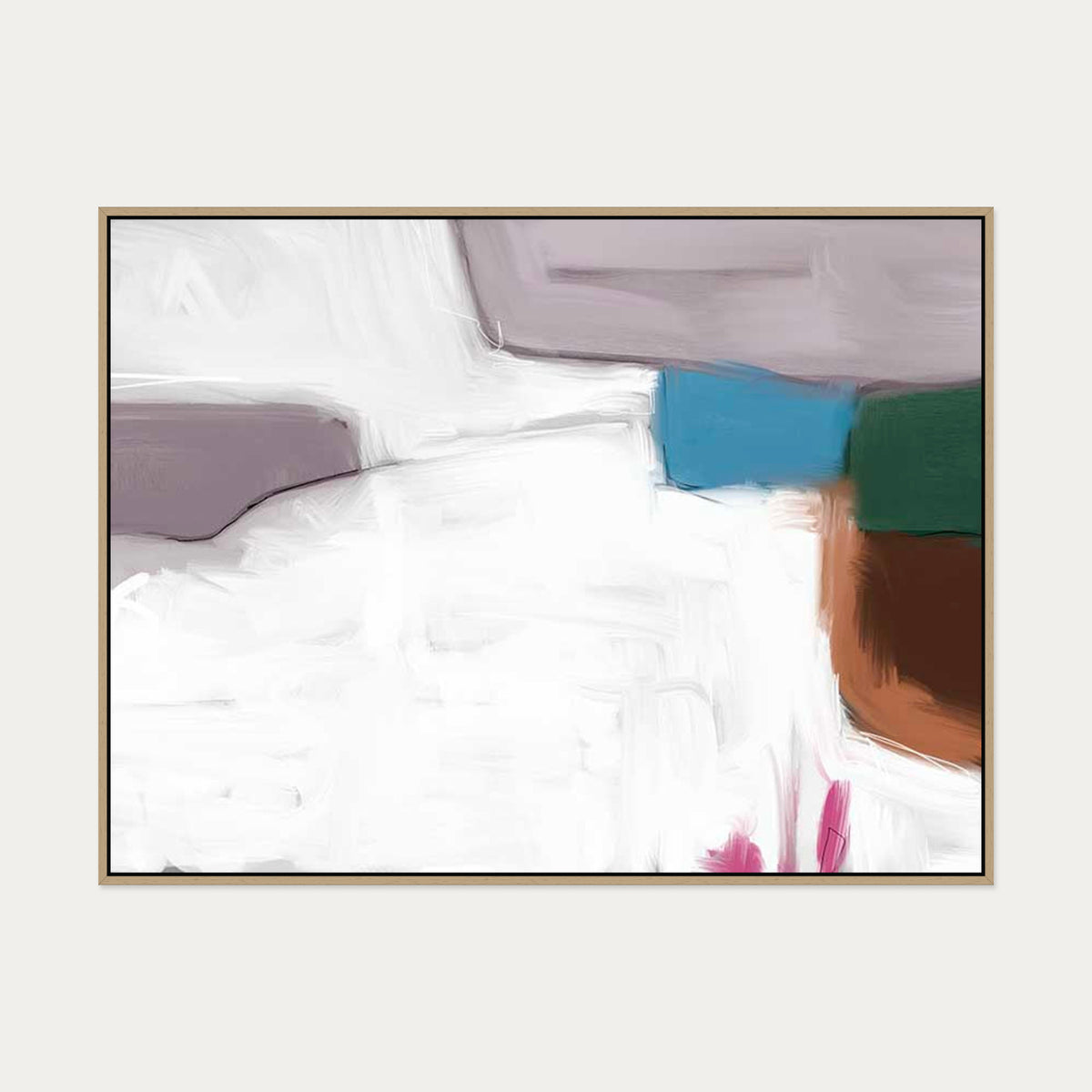 Neutral Greys and Whites Canvas Art — 90 x 120 cm — Oak Frame