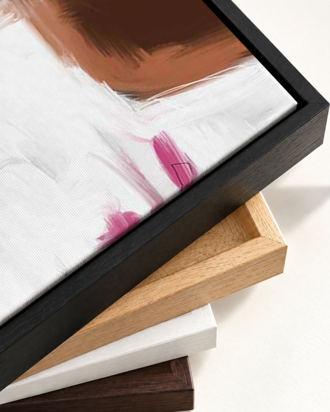 Neutral Greys and Whites Canvas Art — framed canvas corner and wrapped canvas detail