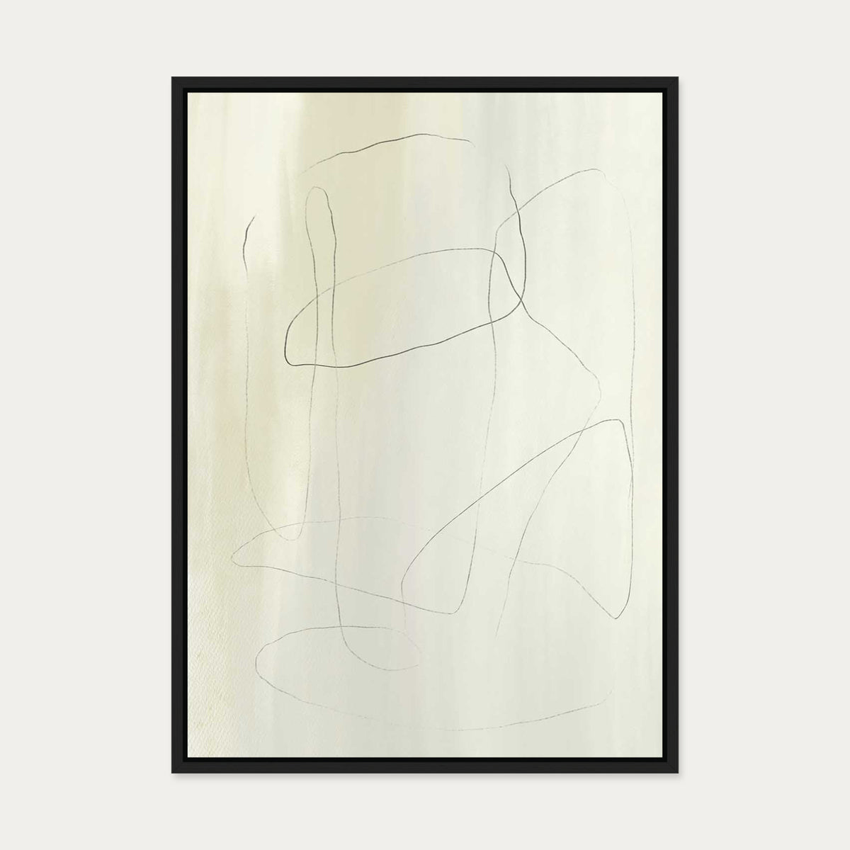 Neutral Lines Canvas Art — 50 x 70 cm — Black Frame