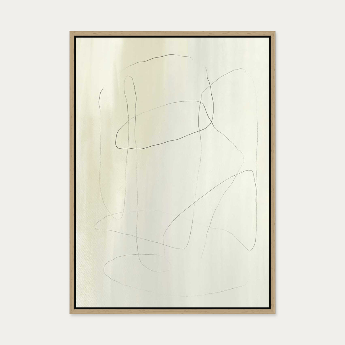Neutral Lines Canvas Art — 50 x 70 cm — Oak Frame