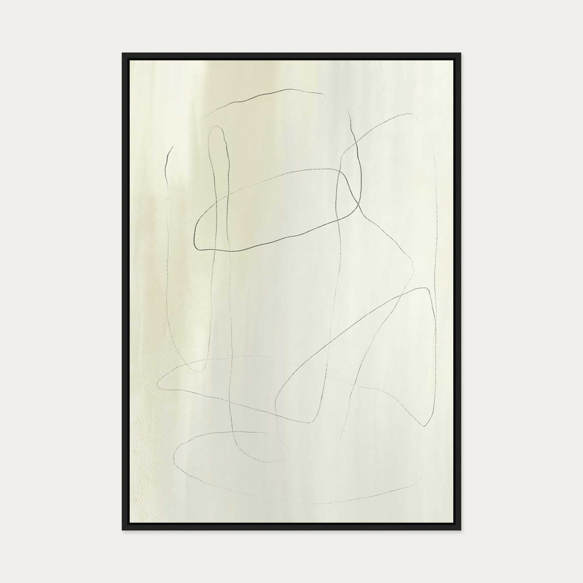 Neutral Lines Canvas Art — 70 x 100 cm — Black Frame