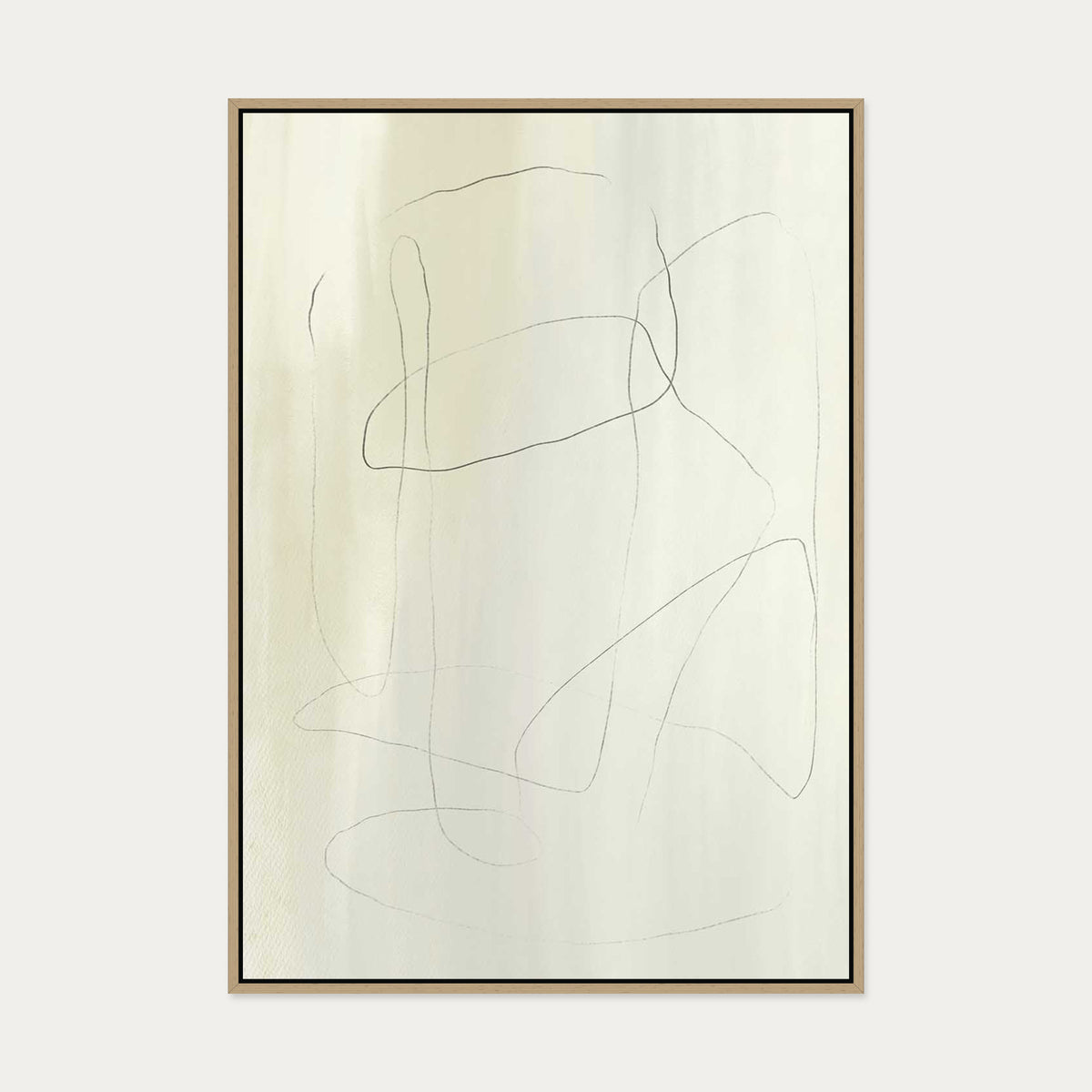 Neutral Lines Canvas Art — 70 x 100 cm — Oak Frame