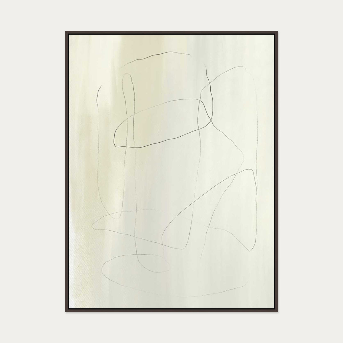 Neutral Lines Canvas Art — 90 x 120 cm — Brown Frame