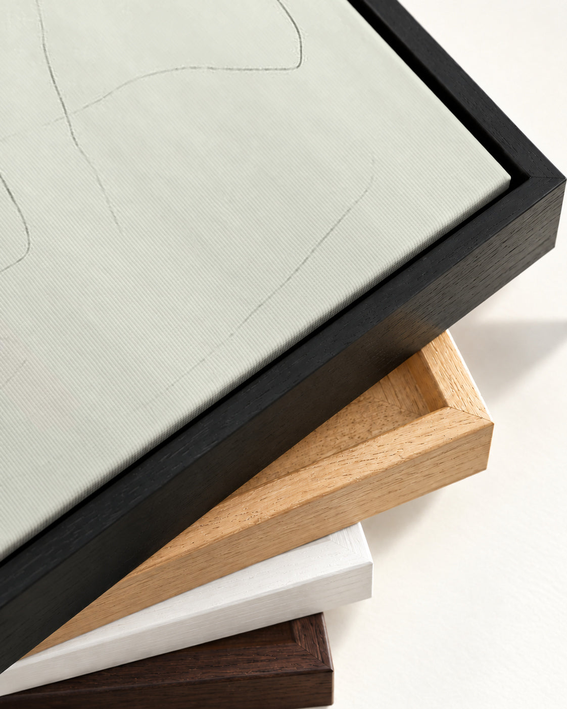 Neutral Lines Canvas Art — framed canvas corner and wrapped canvas detail