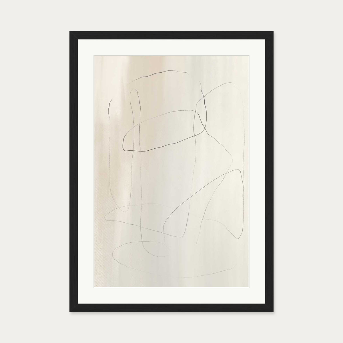 Neutral Lines Art Print — 50 x 70 cm — Black Frame