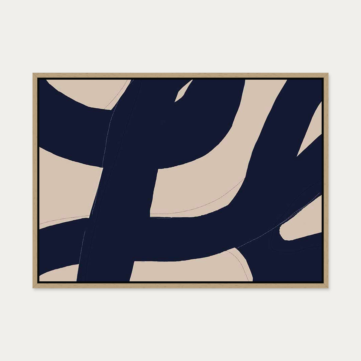 Neutral Loose Lines Canvas Art — 50 x 70 cm — Oak Frame