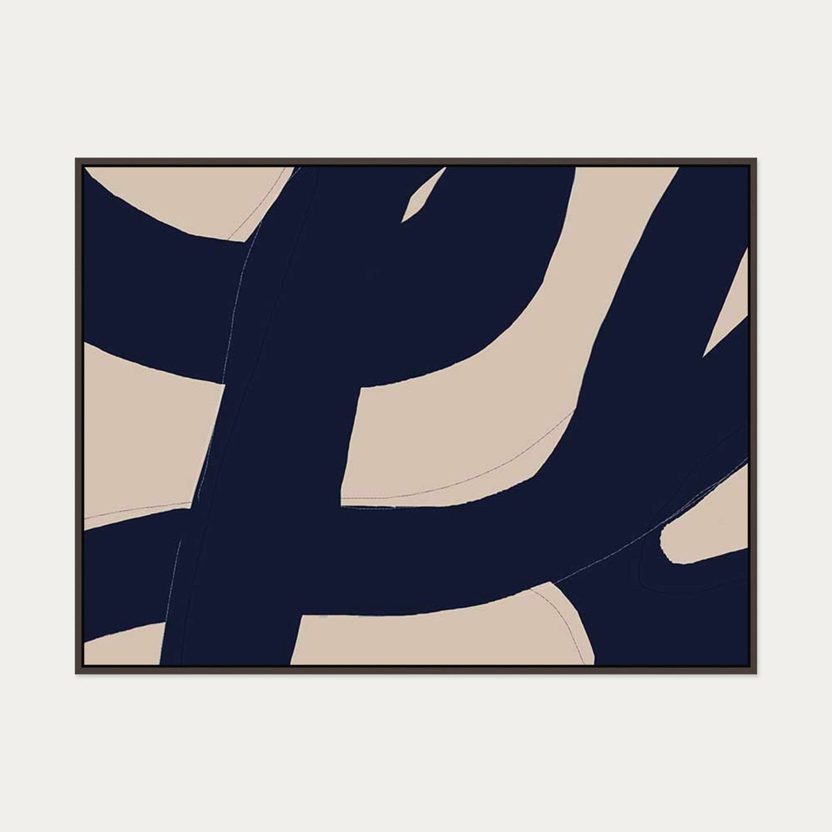Neutral Loose Lines Canvas Art — 90 x 120 cm — Brown Frame