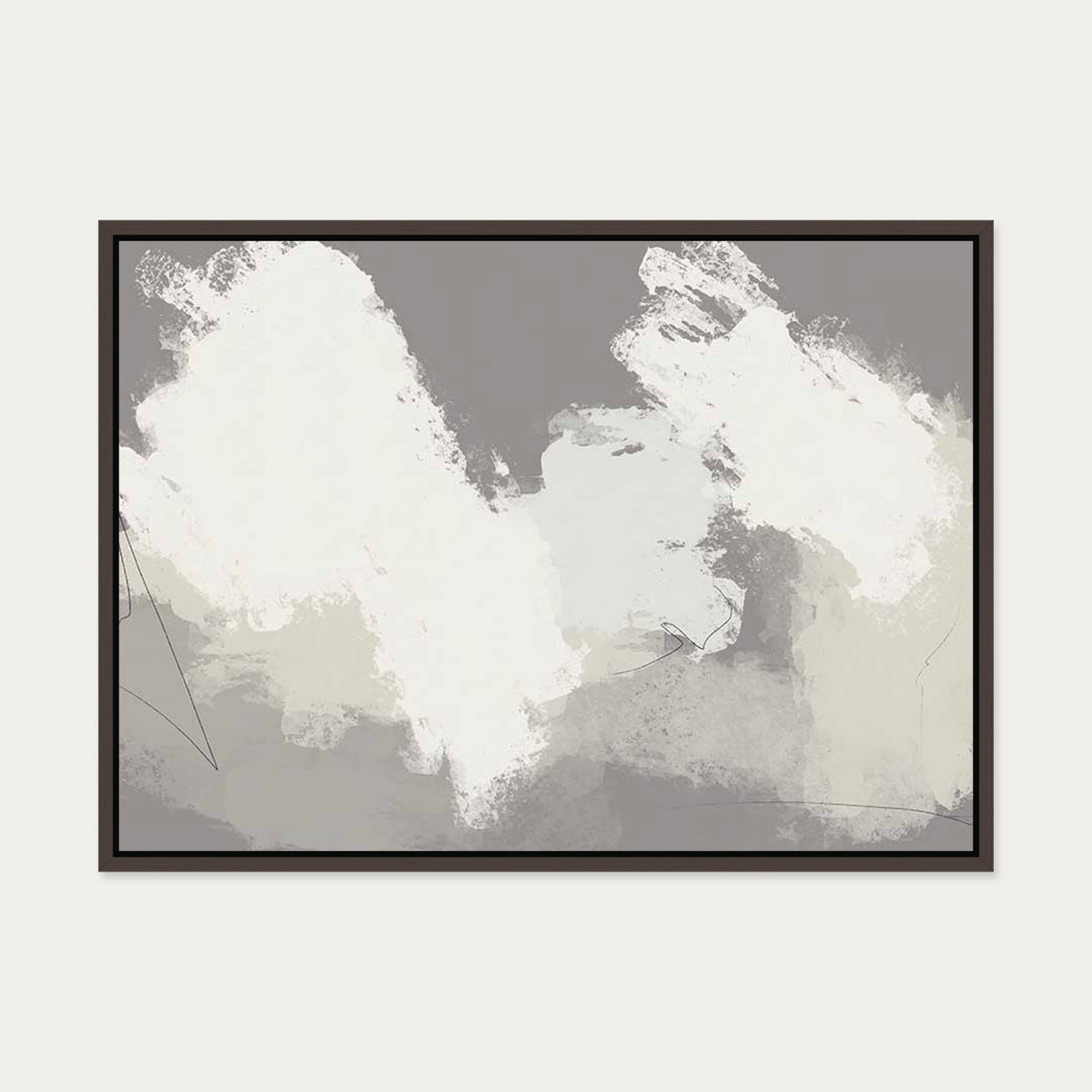 Neutral Notes No4 Canvas Art — 50 x 70 cm — Brown Frame
