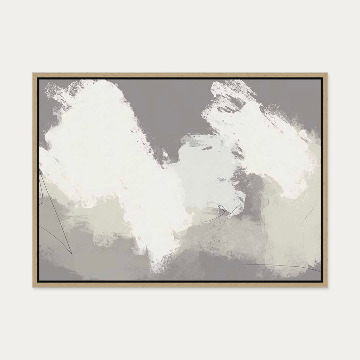 Neutral Notes No4 Canvas Art — 50 x 70 cm — Oak Frame