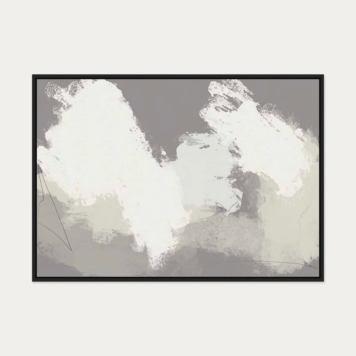 Neutral Notes No4 Canvas Art — 70 x 100 cm — Black Frame
