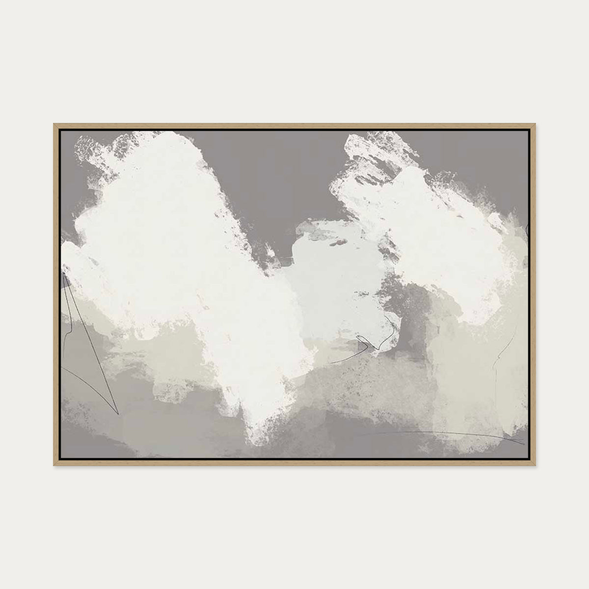 Neutral Notes No4 Canvas Art — 70 x 100 cm — Oak Frame