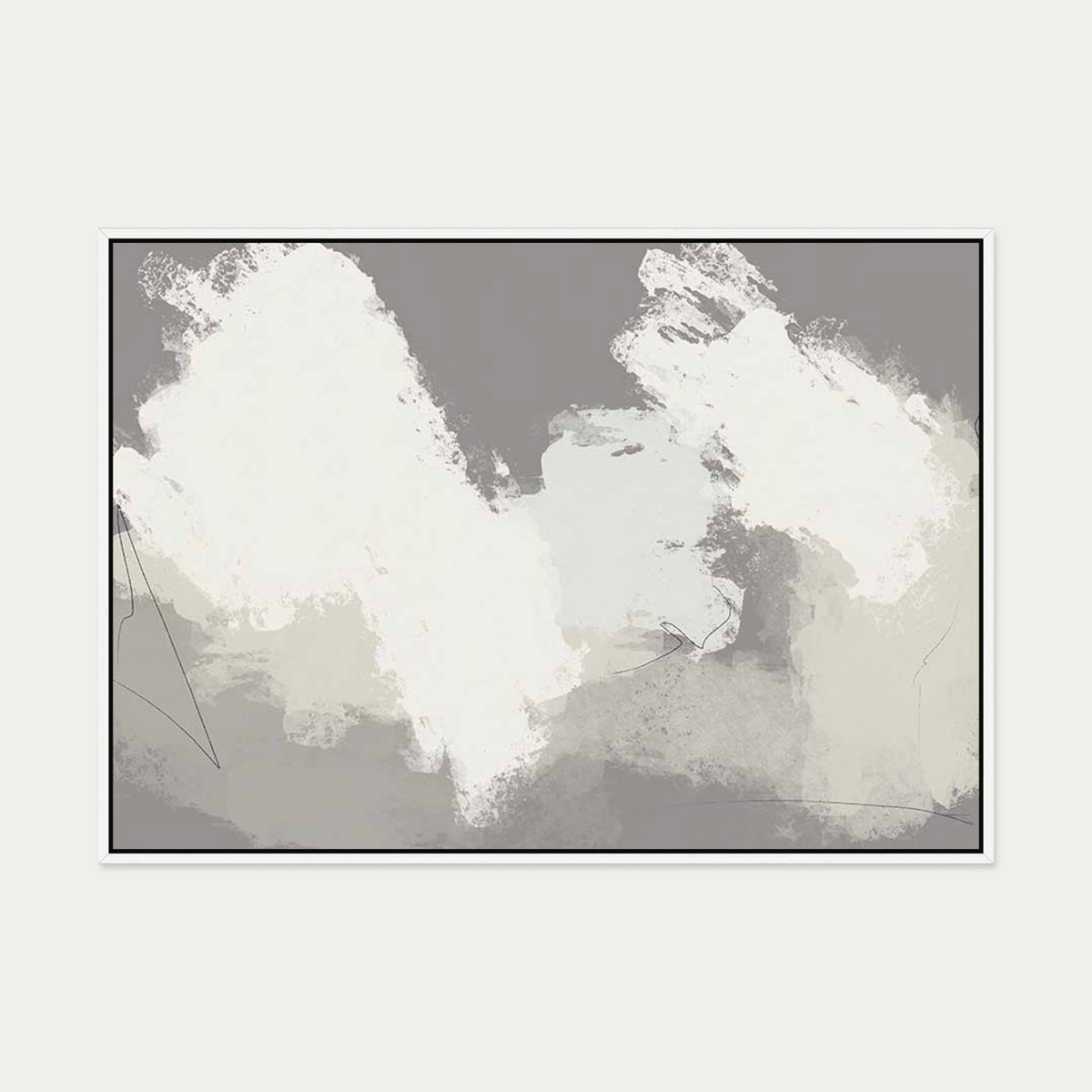 Neutral Notes No4 Canvas Art — 70 x 100 cm — White Frame