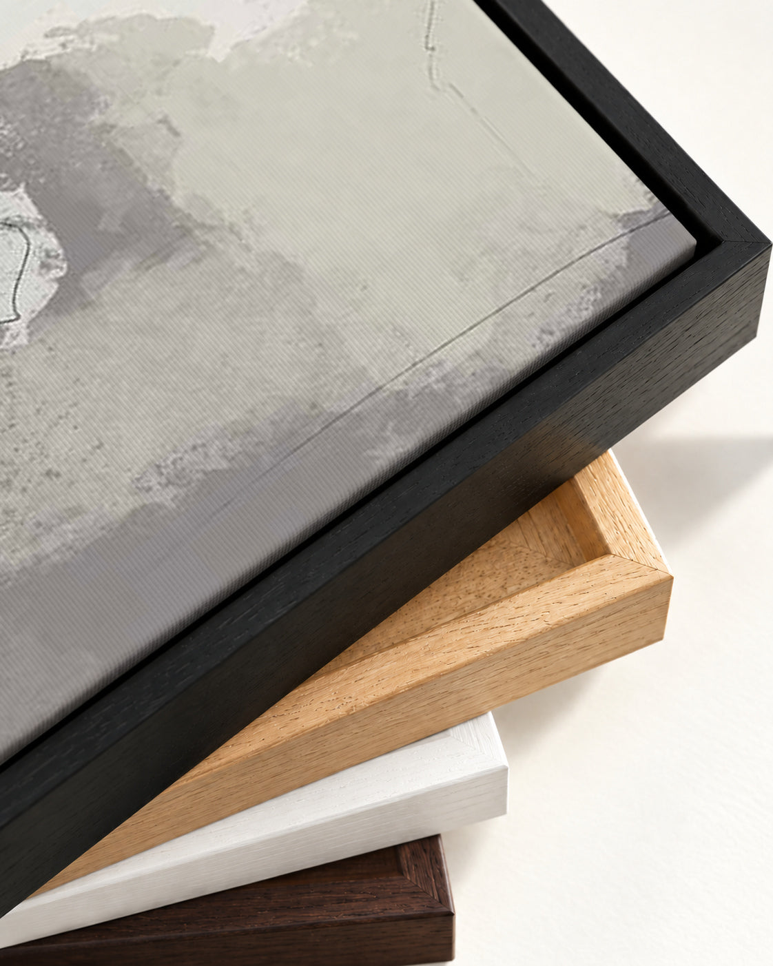 Neutral Notes No4 Canvas Art — framed canvas corner and wrapped canvas detail
