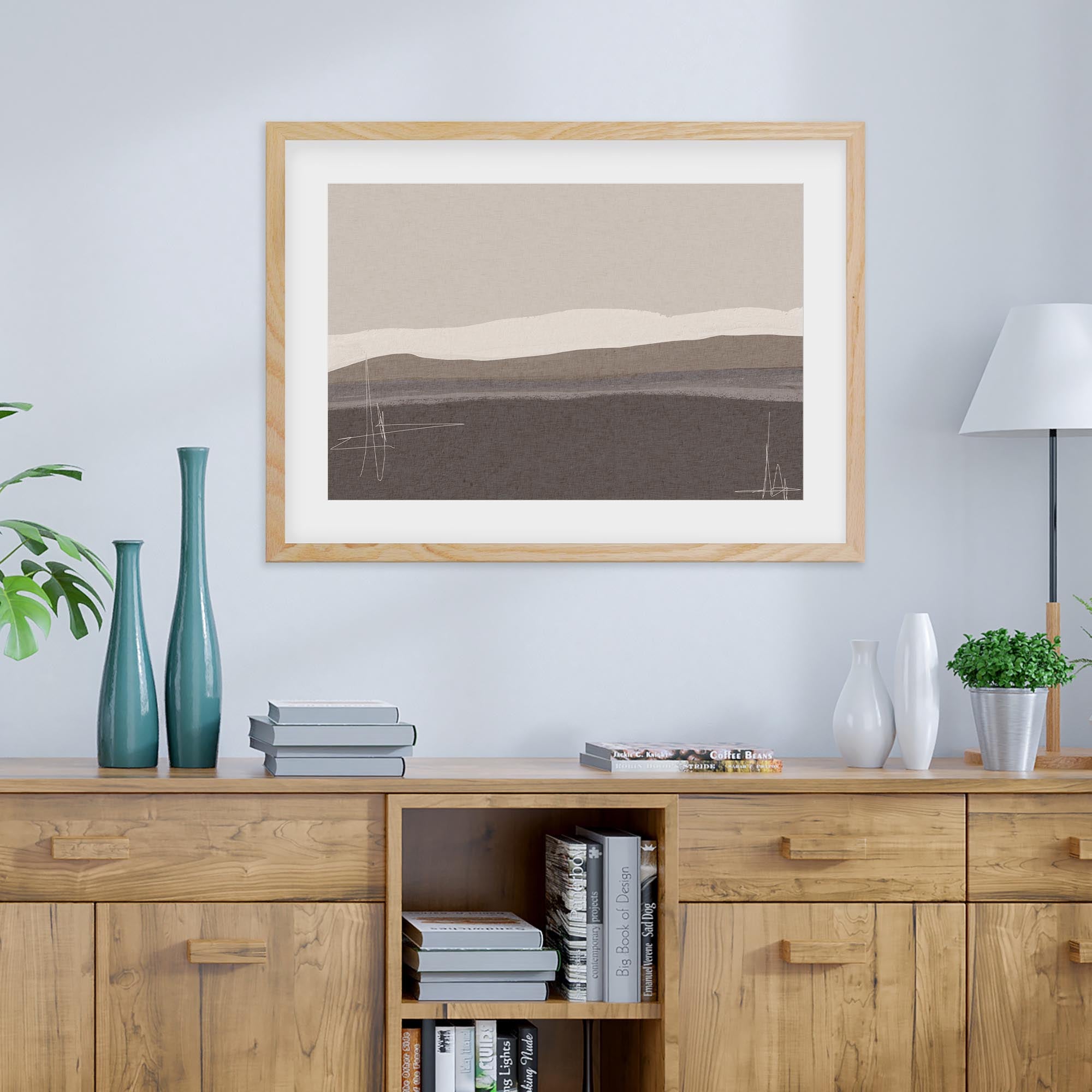 Neutral Abstract Seascape Framed Art