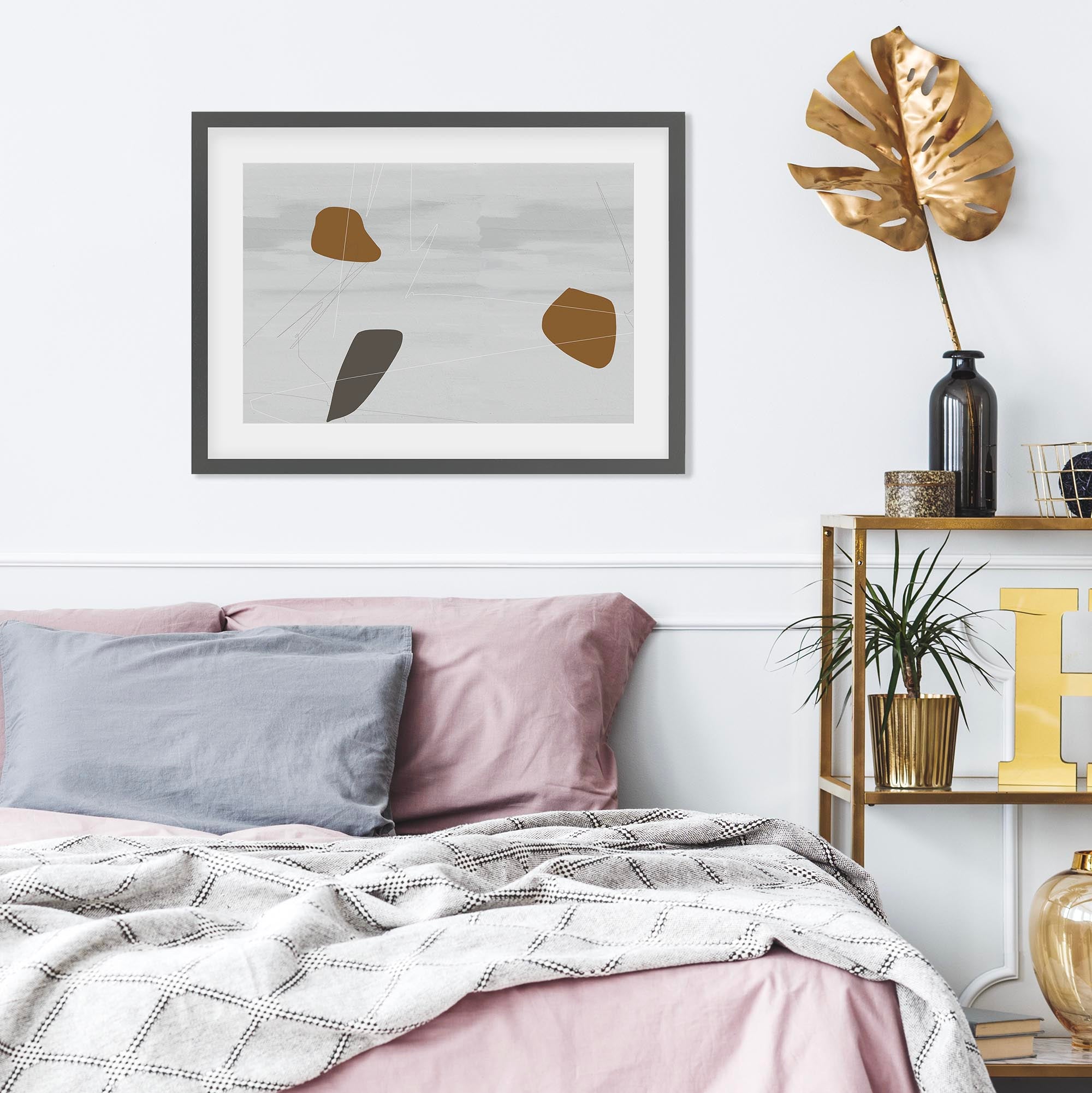 Neutral On Brown Abstract Framed Art