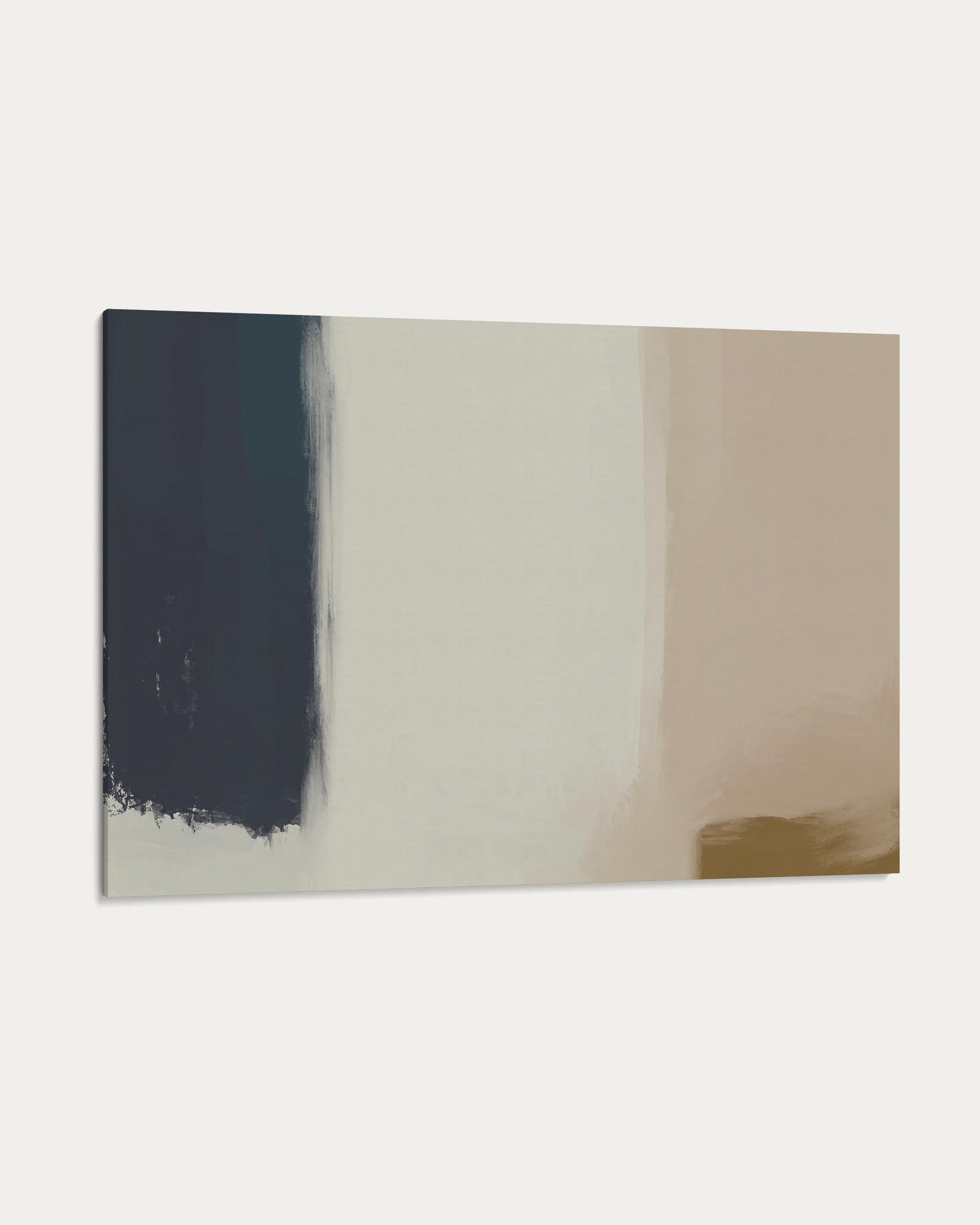 Abstract art piece with three horizontal color stripes on a white background