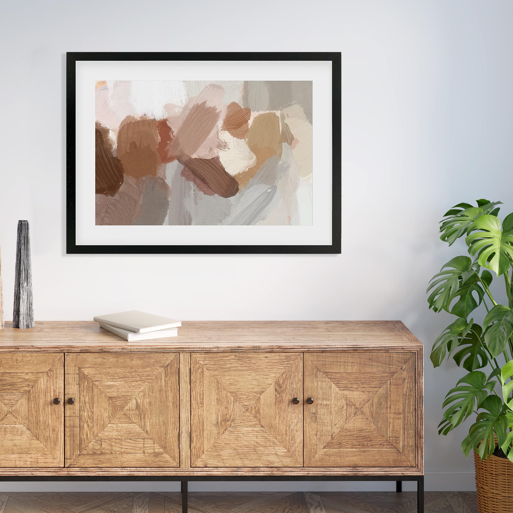 Neutral Brush Strokes Framed Art