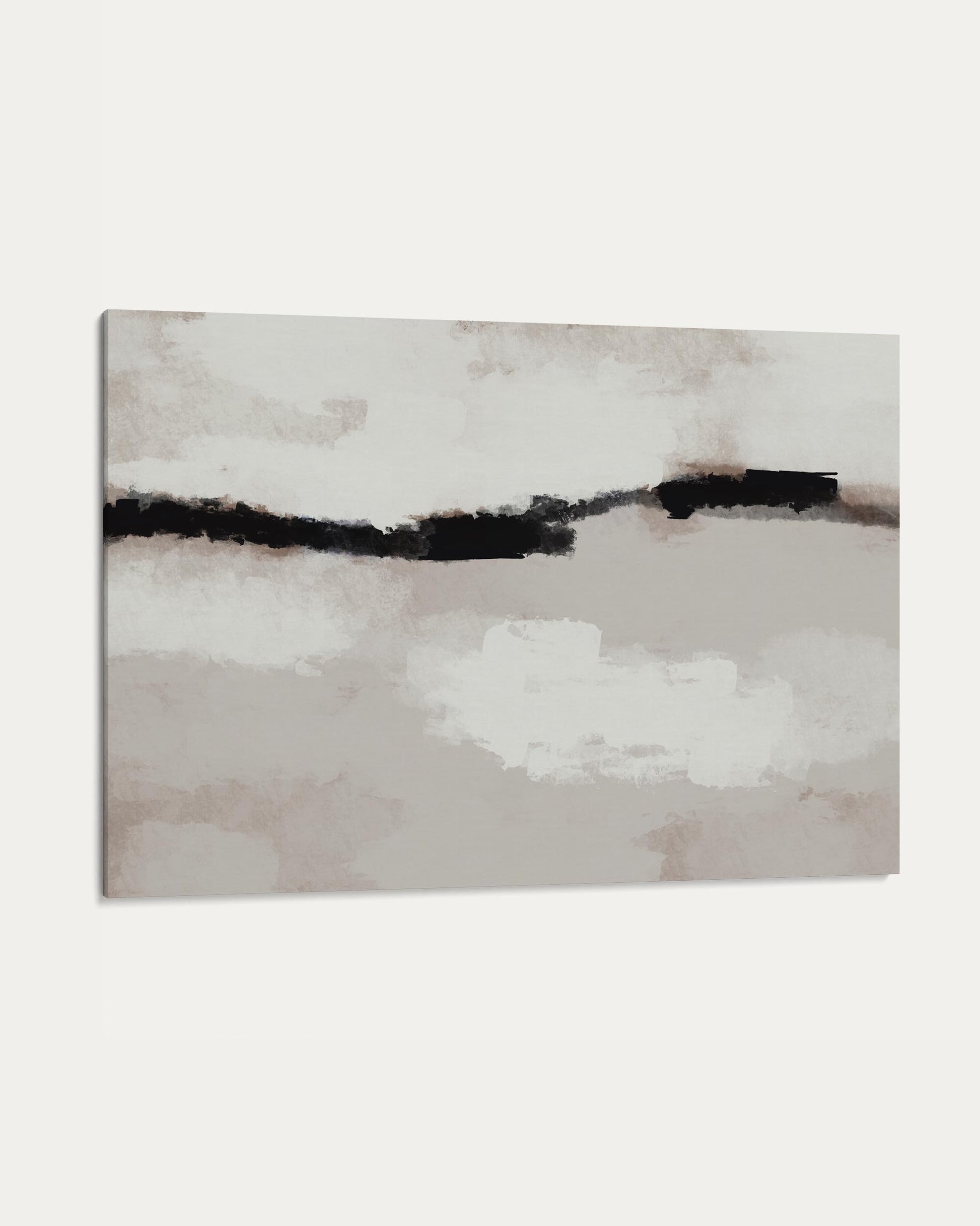 Abstract art piece with black and white brush strokes on a textured background